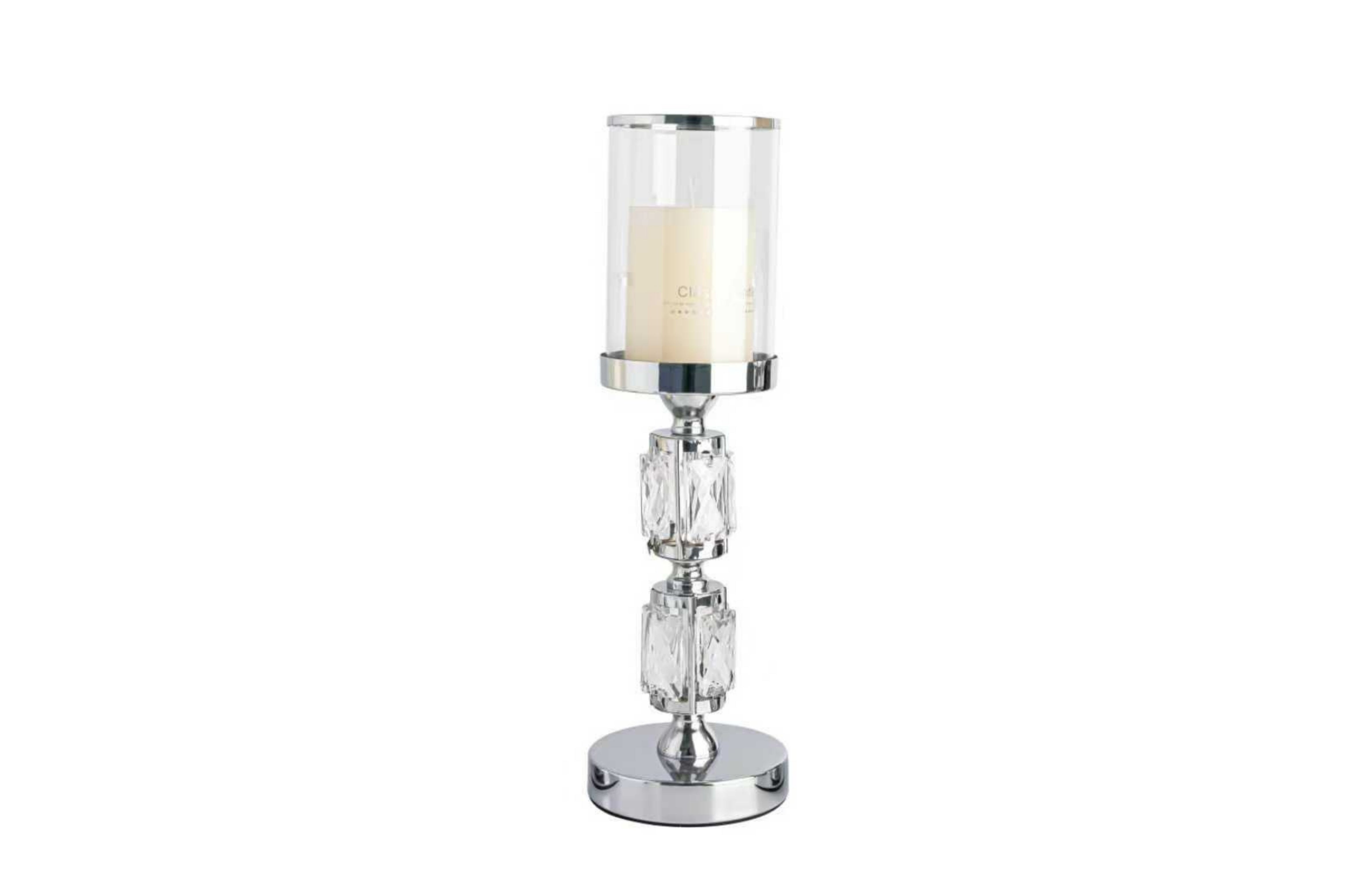Abode Crystal Candle Holder – Silver - Medium