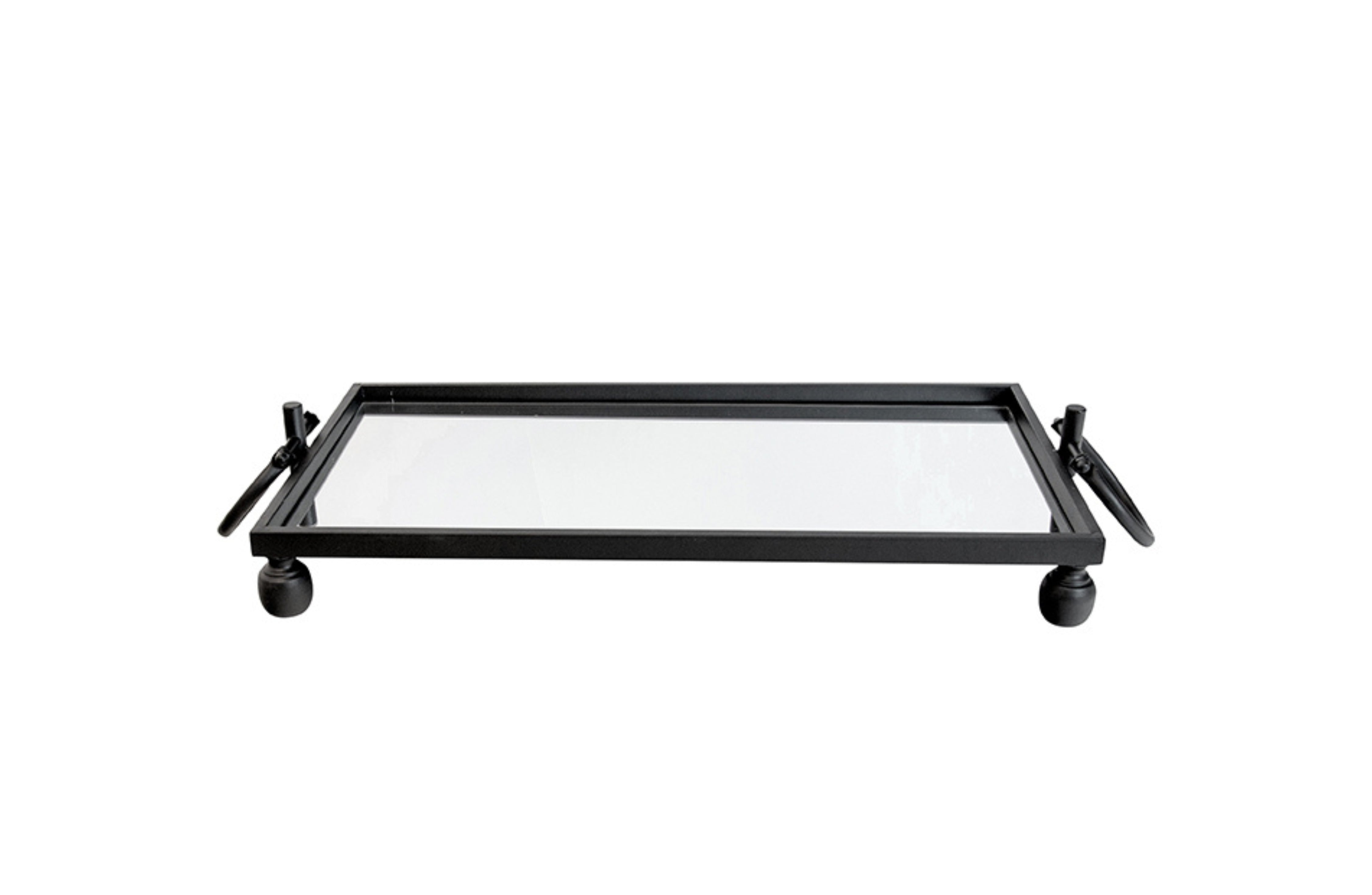 Eliza Mirror Tray with Handles - Medium - Black