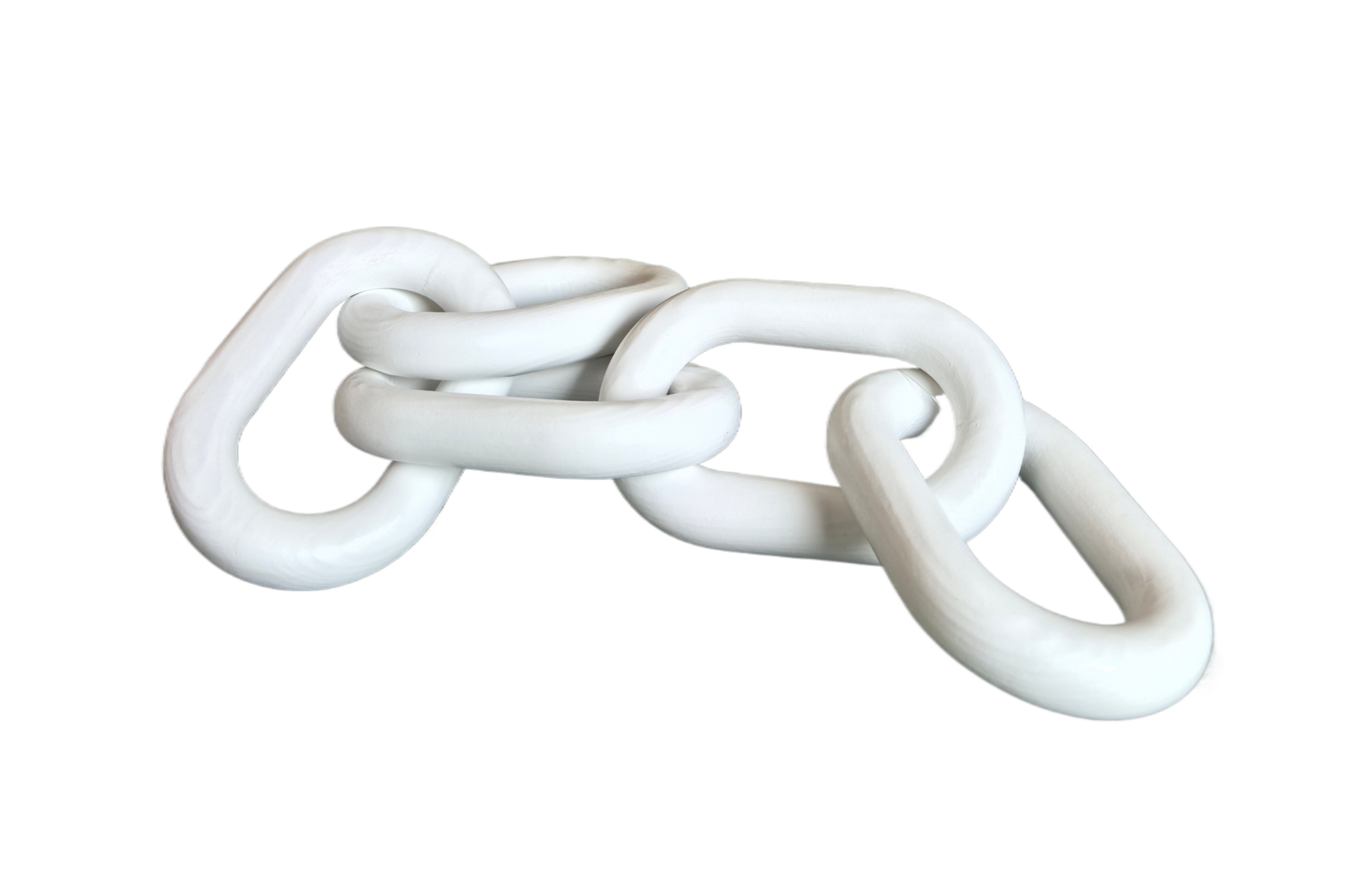 Wooden Chain Link Décor - White