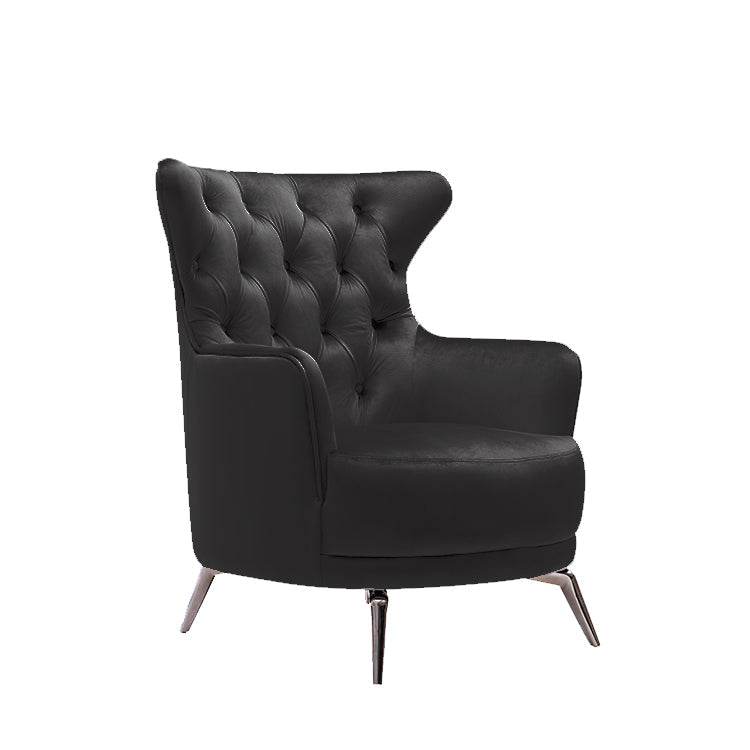 Grand Tufted Lounge - Black Velvet - Silver Legs 3