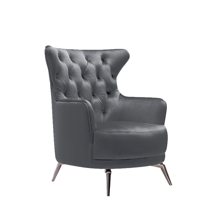 Grand Tufted Lounge - Dark Grey Velvet - Silver Legs 3
