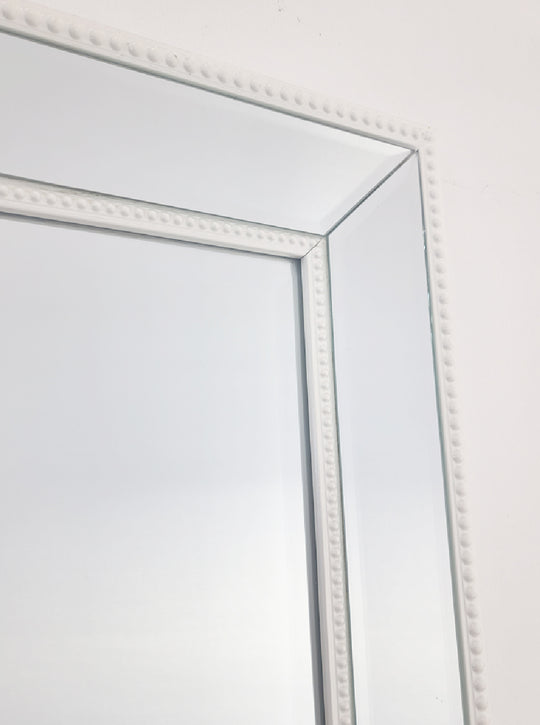 Medium White Beaded Framed Mirror - 70cm x 170cm 4