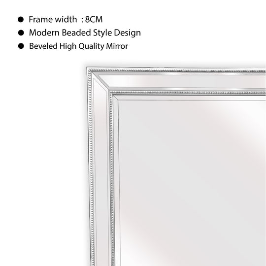 White Beaded Framed Mirror - X Large 190cm x 100cm 3
