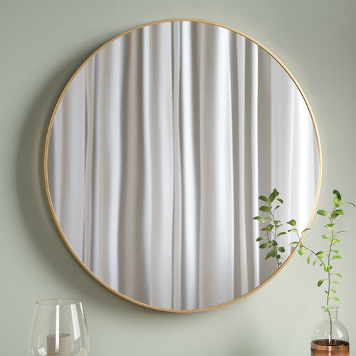 Metal Round Mirror 100cm - Gold 3