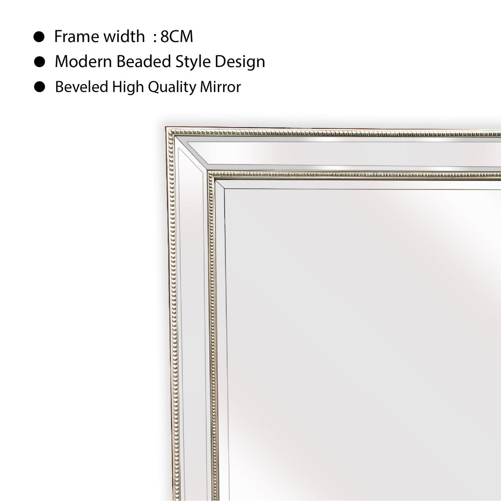 Medium Silver Beaded Framed Mirror - 70cm x 170cm 4