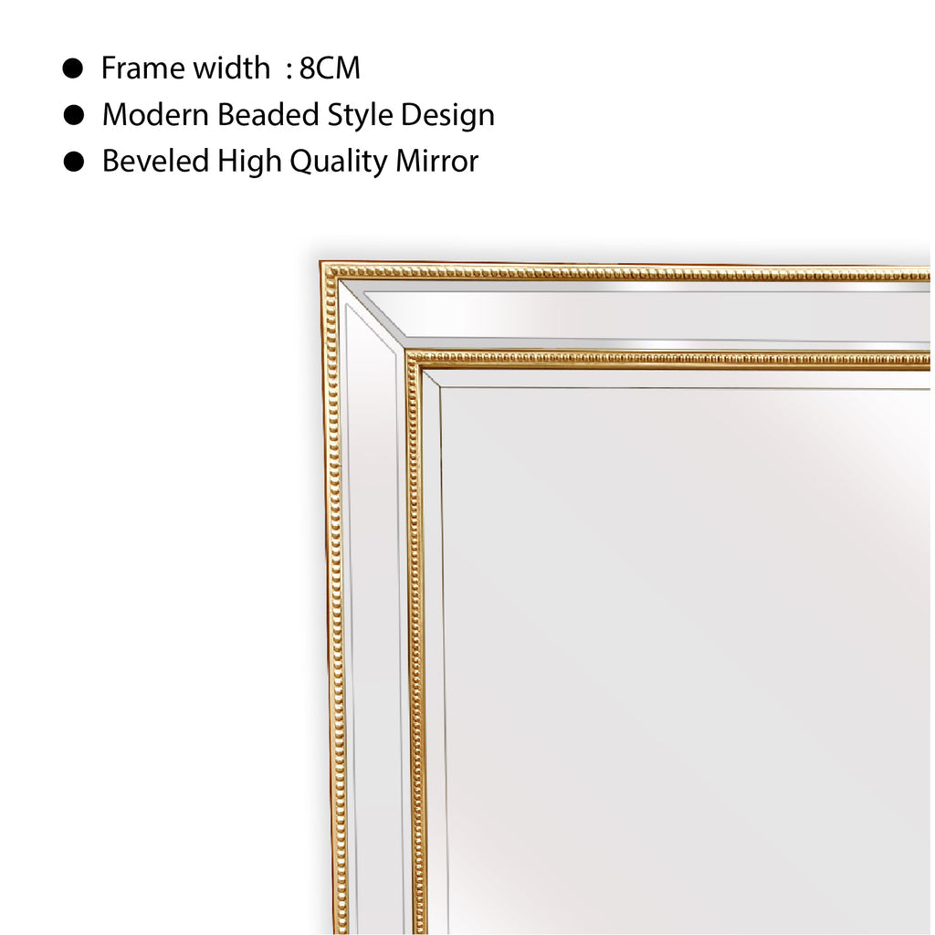 Gold Beaded Framed Mirror - Rectangle 80cm x 110cm 3