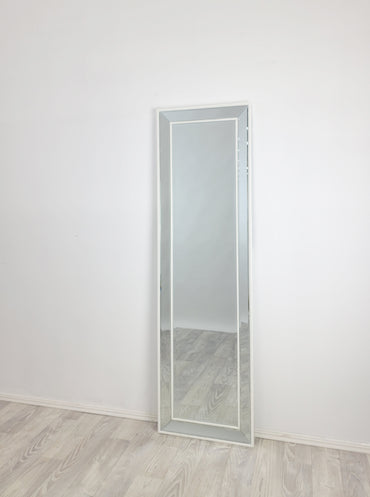 White Beaded Framed Mirror - Free Standing 50cm x 170cm 3