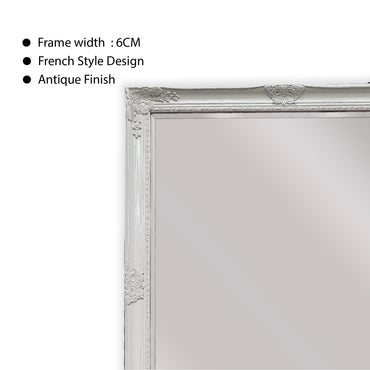 French Provincial Ornate Mirror - White - Free Standing 50cm x 170cm 3