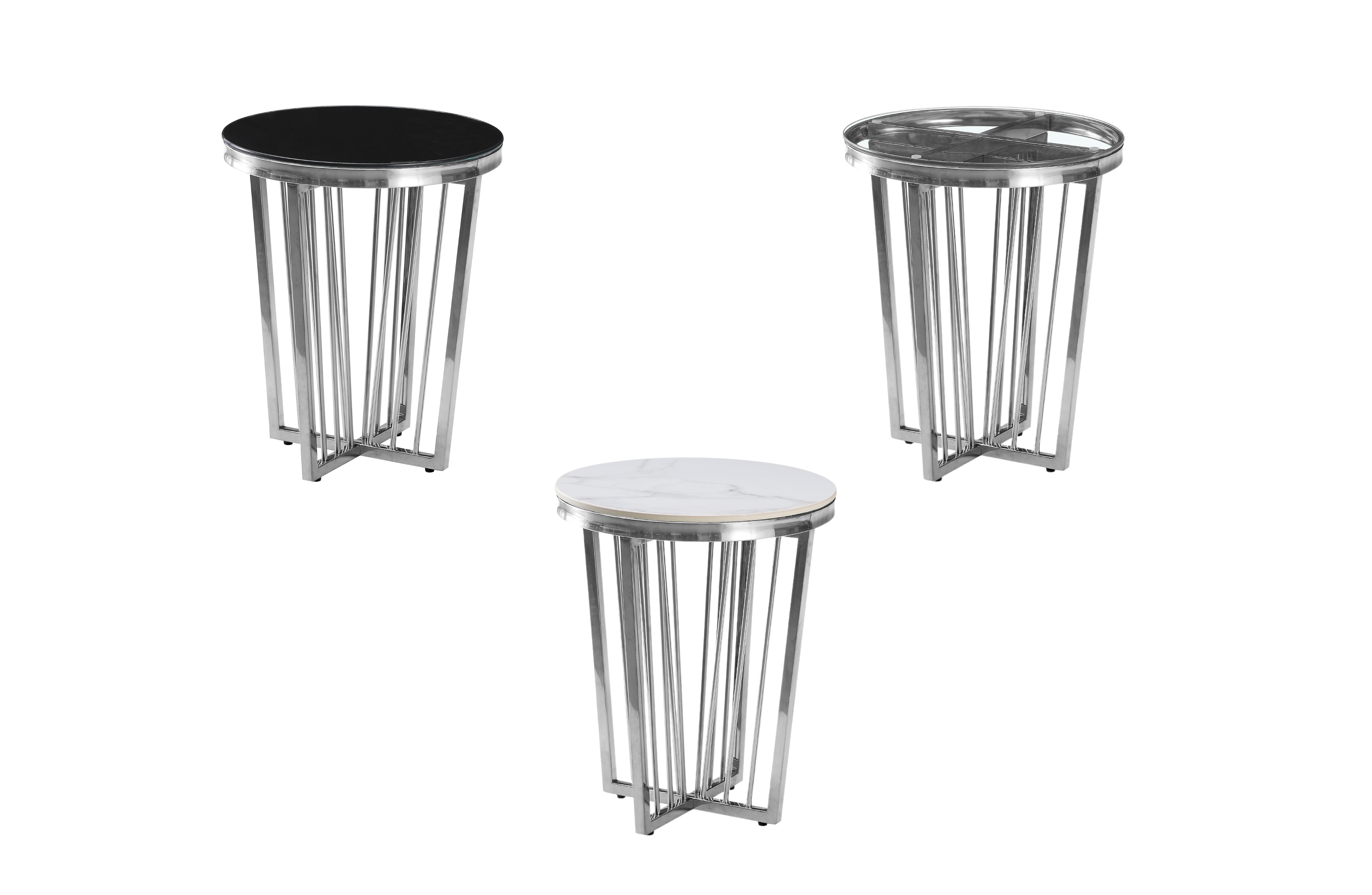 Salina Side Table 45cm Silver Base - Clear Glass