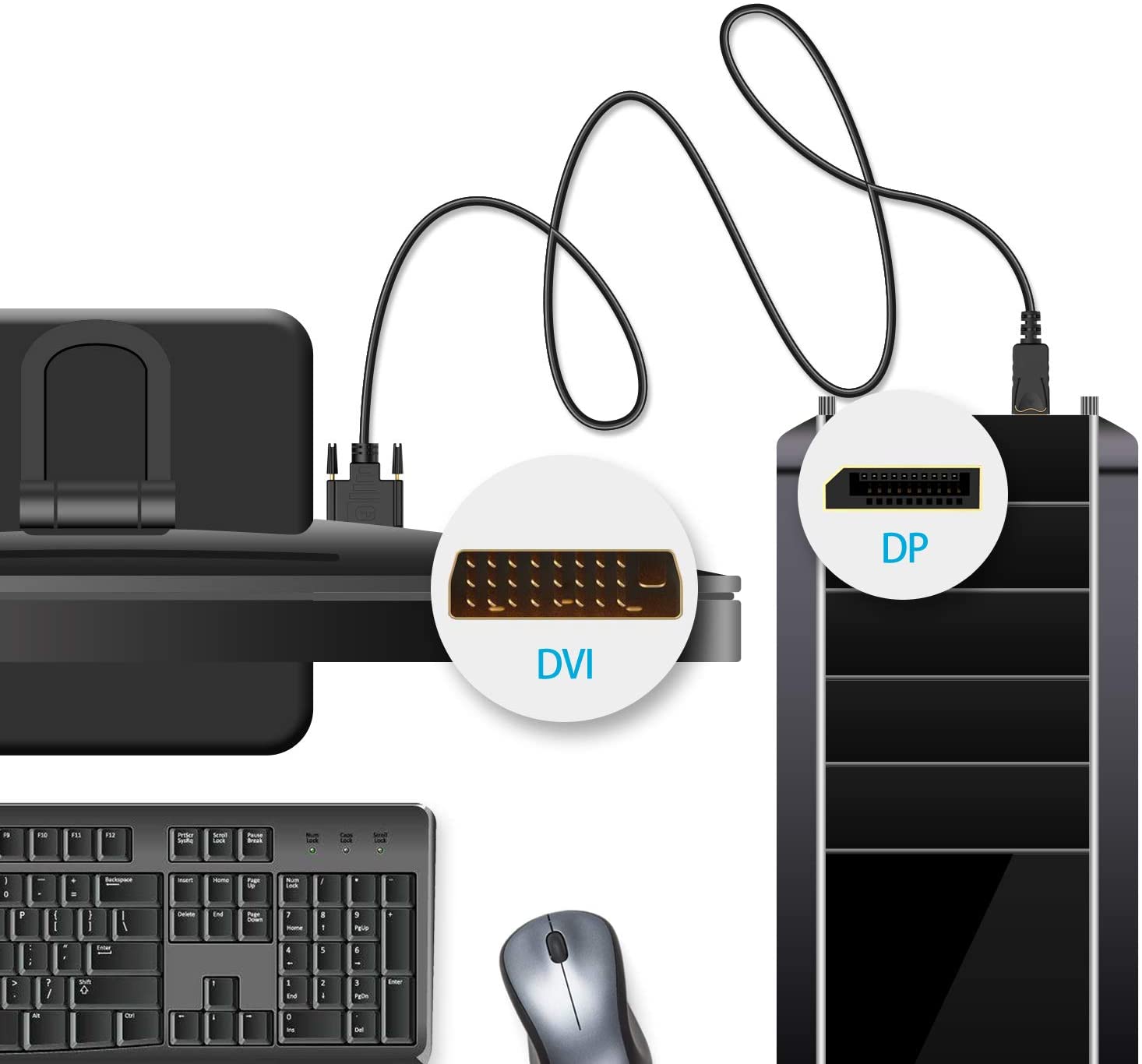 6ft 1.8M Display Port DP To Dual Link DVI-D 24+1 Pin Male Gold Connection Cable 6