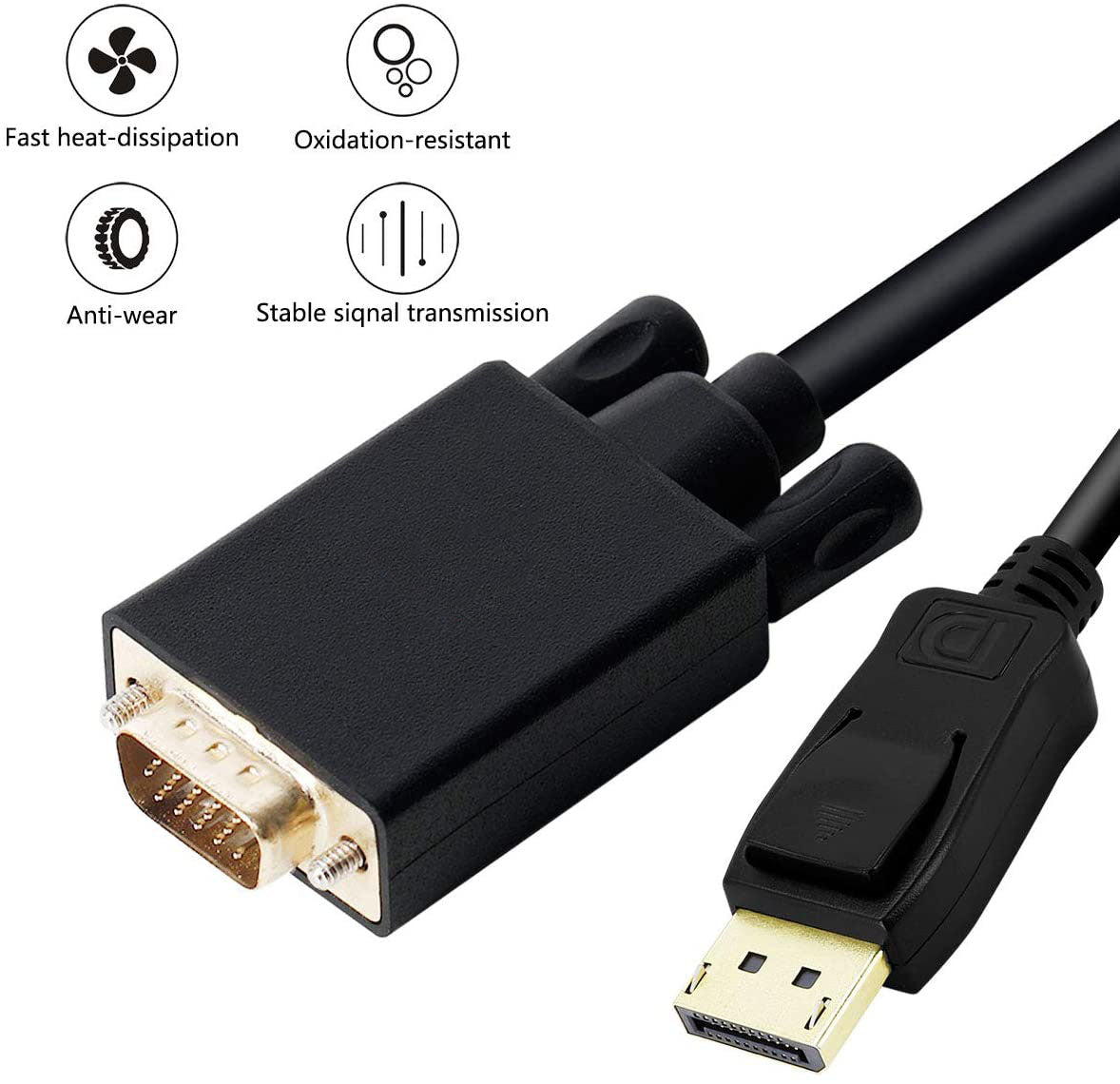 1.8M Display Port DP Male To VGA/M Cable Converter Connector Adaptor 4