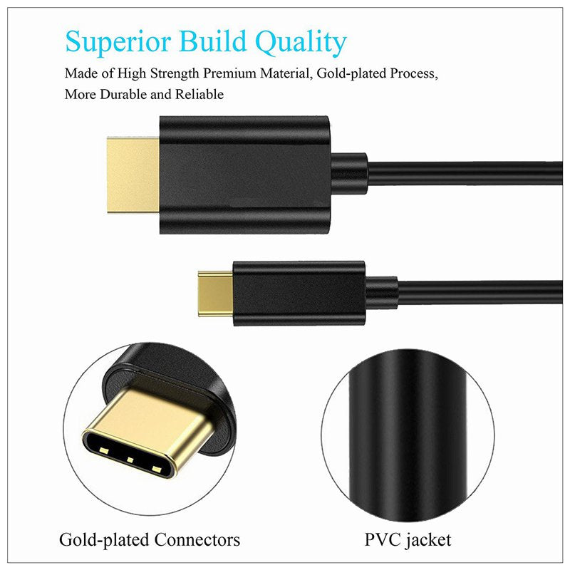 1.8M USB Type C USB-C Thunderbolt 3 to HDMI Cable Male to Male Converter 5