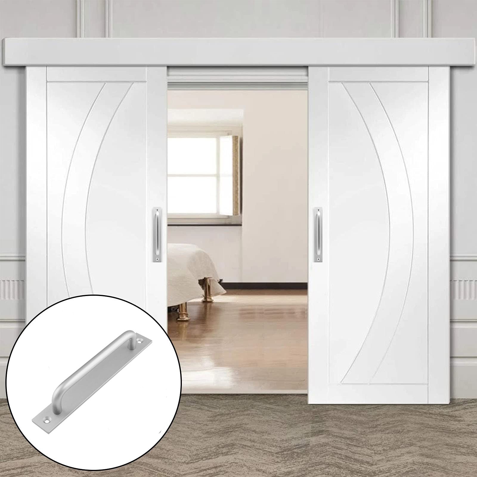 Barn Door Handle Sliding Pull Cabinet Door Handles Drawer knobs Kitchen Handles Silver 5