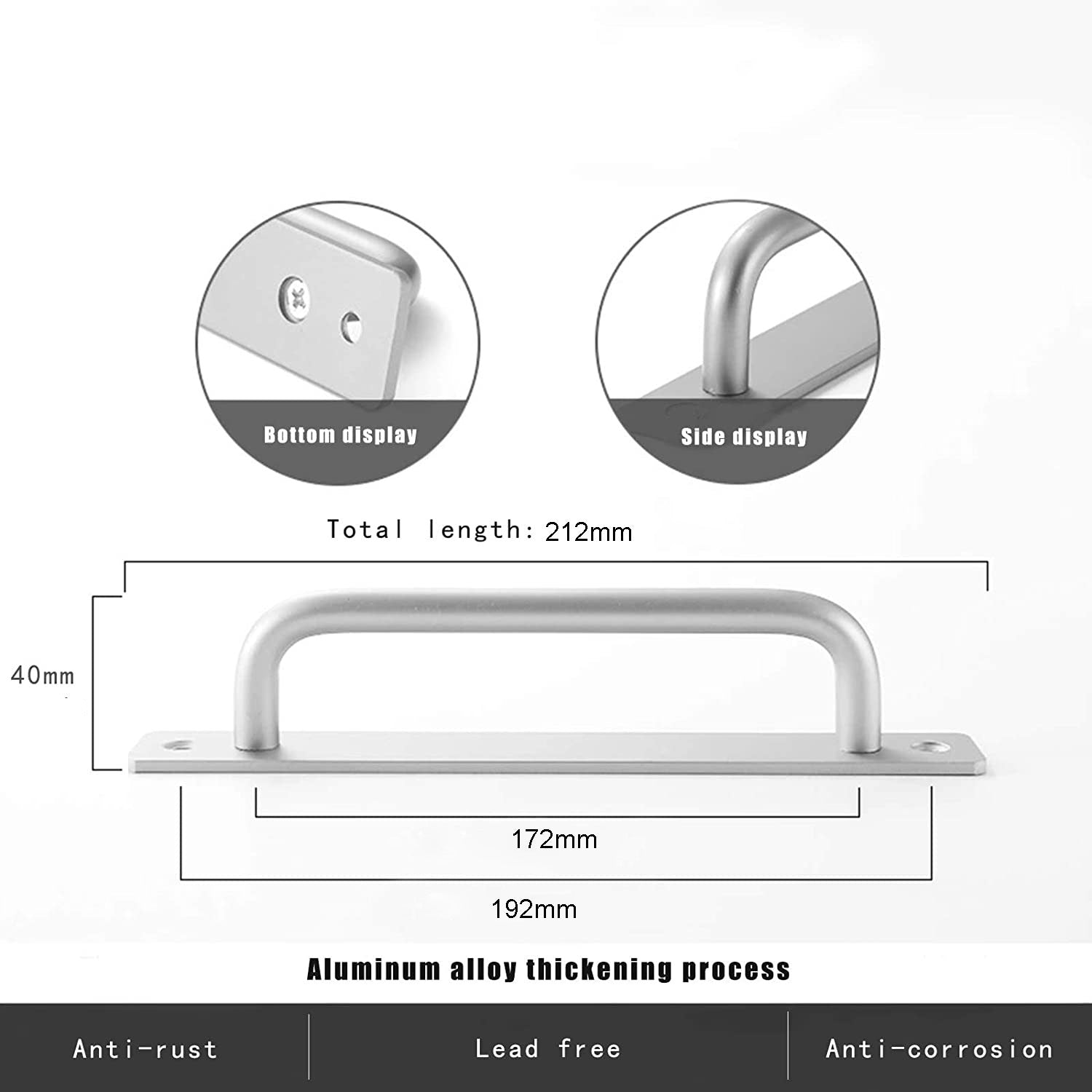 Barn Door Handle Sliding Pull Cabinet Door Handles Drawer knobs Kitchen Handles Silver 6