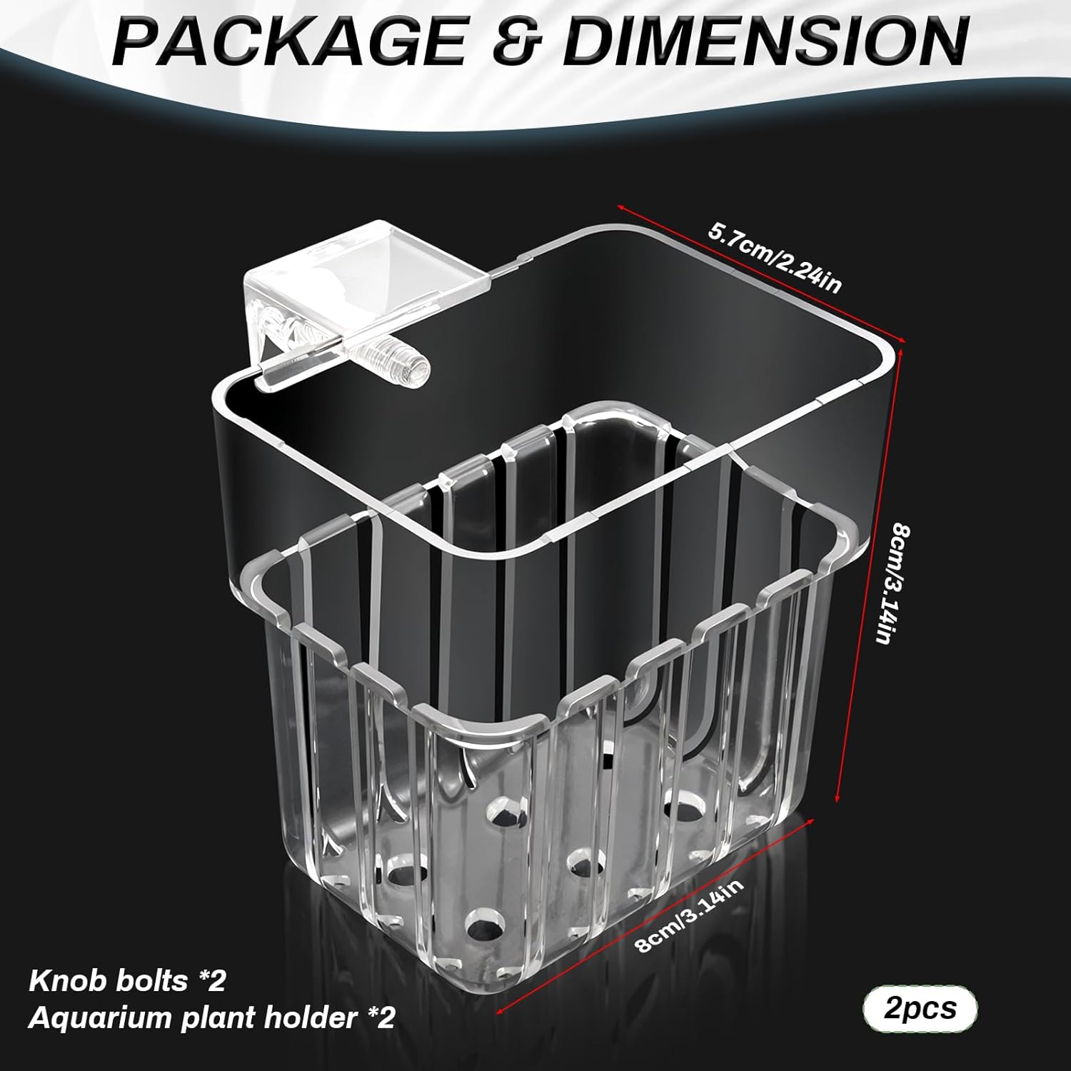 2pc Aquarium Plant Holder Clear Hanging Aquatic Planters with Hooks for Fish Tank Decor 3