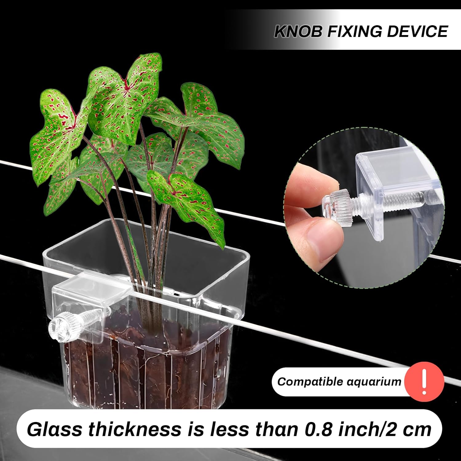 2pc Aquarium Plant Holder Clear Hanging Aquatic Planters with Hooks for Fish Tank Decor 4