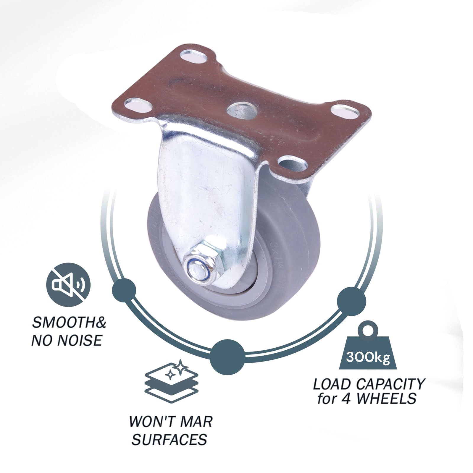 3 inch Heavy Duty Caster Wheels Fixed Casters Castor Wheels Cart Furniture Workbench 6