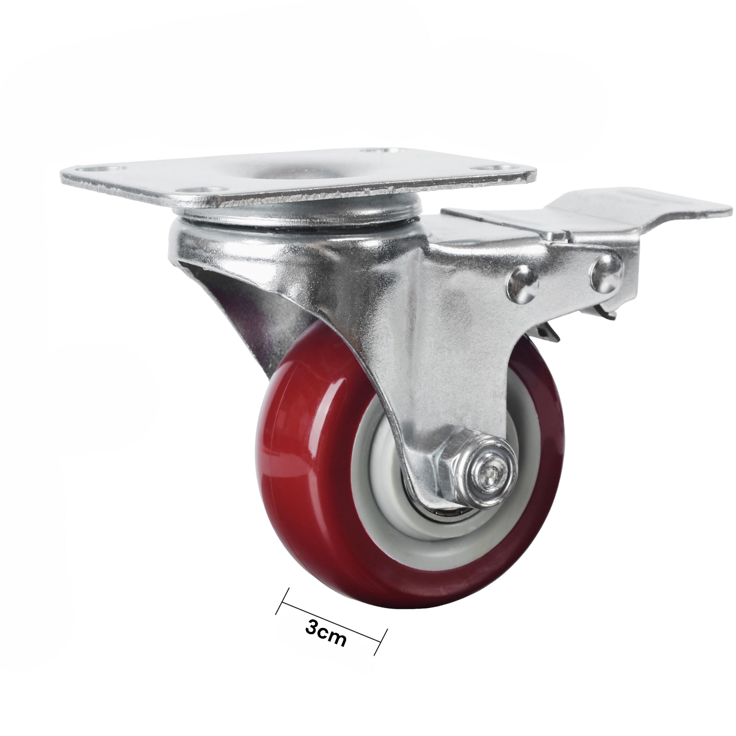 4x 3 inch Heavy Duty 2x Fixed + 2x Swivel Casters Load 300kg Castor Caster Wheels Swivel Casters with Brakes 3
