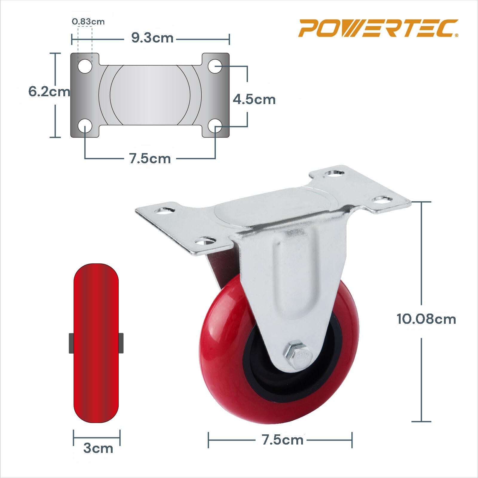 4x 3 inch Heavy Duty 2x Fixed + 2x Swivel Casters Load 300kg Castor Caster Wheels Swivel Casters with Brakes 4
