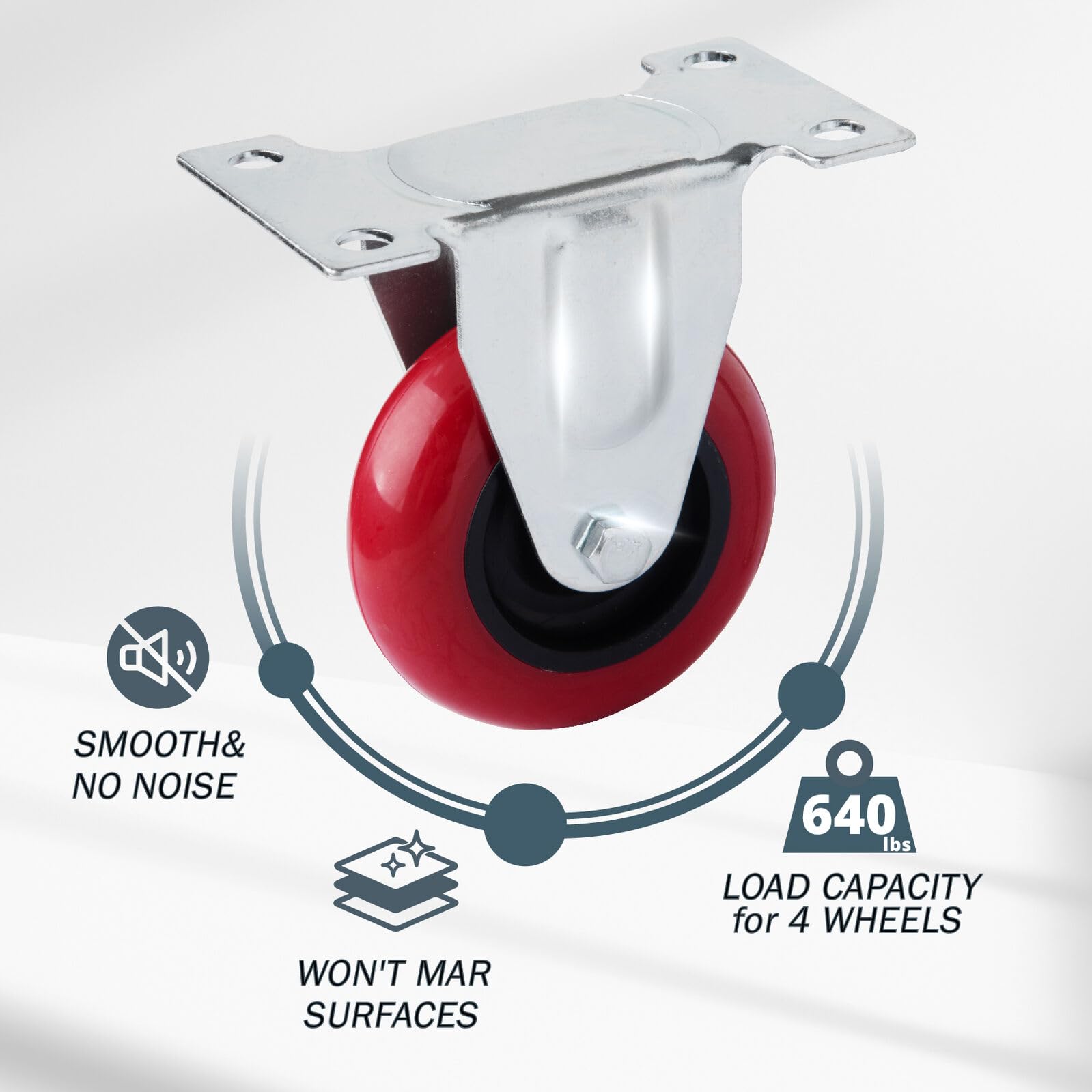 4x 3 inch Heavy Duty 2x Fixed + 2x Swivel Casters Load 300kg Castor Caster Wheels Swivel Casters with Brakes 9