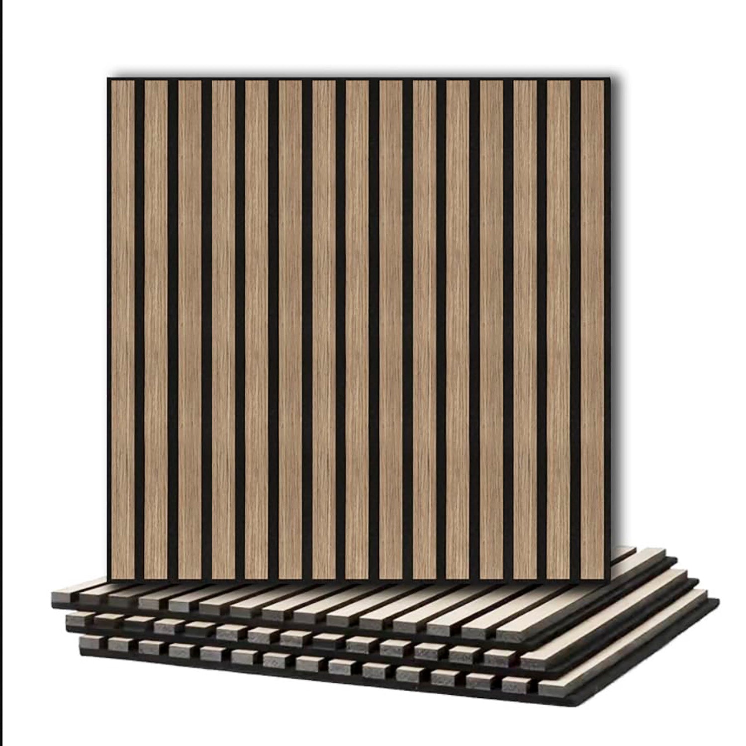 4 Pcs 60cm x 60cm Wall Panel Wood Slat Acoustic Panels Sound Absorbing Proof Panel for Wall Ceiling Decorative Walnut 4