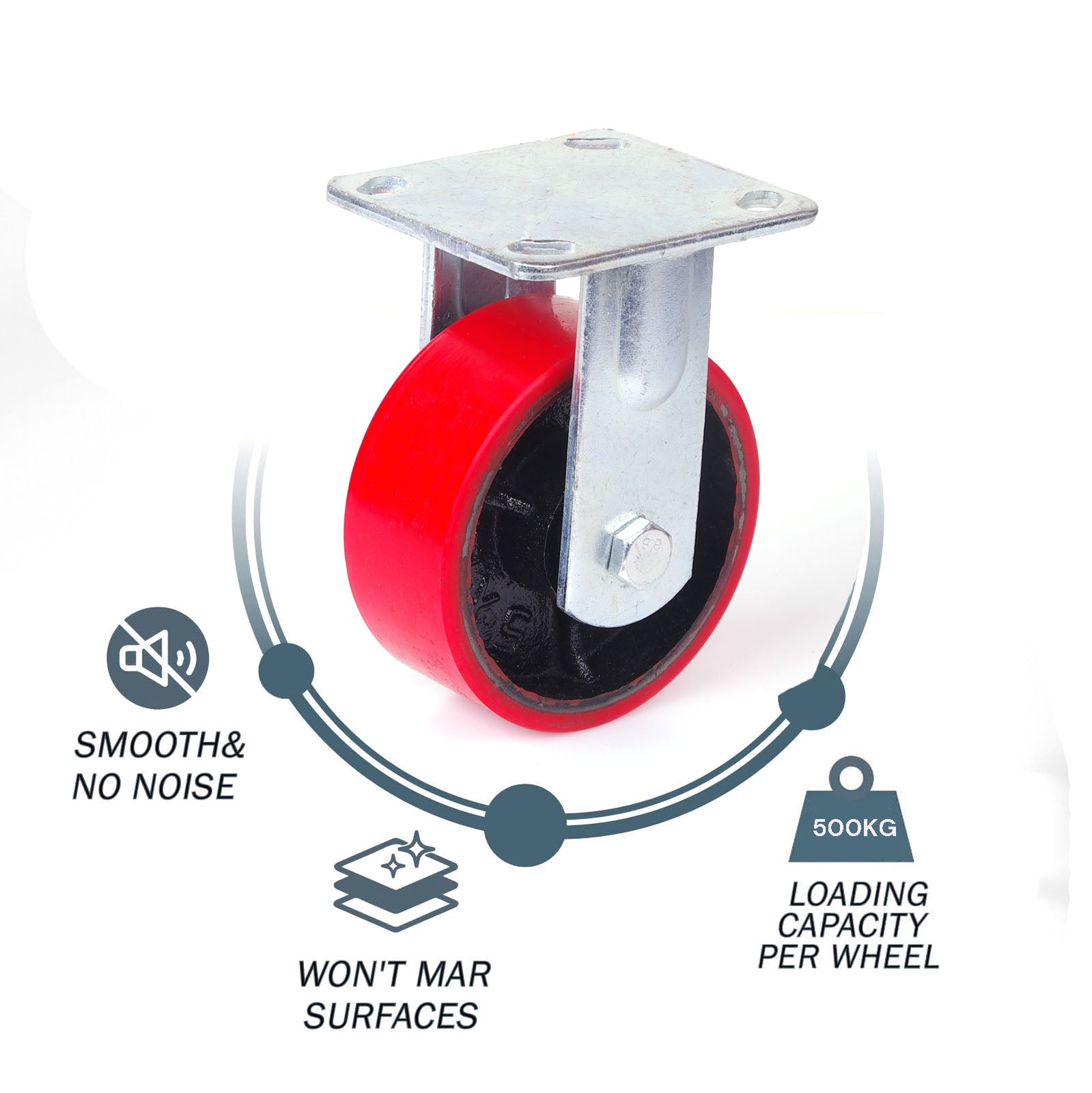 5 inch Industrial 500KG Caster Wheels Fixed Casters Castor Wheels Cart Furniture Workbench 4