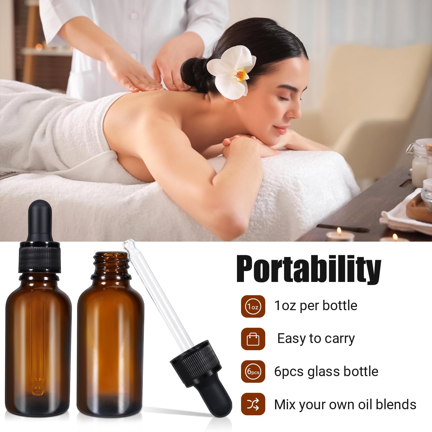 10ml (5 Pack) Amber Glass Dropper Bottle Liquid Essential Oils Bottle Bottles Leakproof Glass Tincture Bottles 3