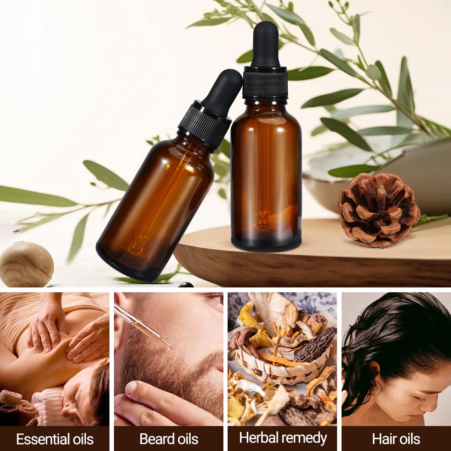 20ml (5 Pack) Amber Glass Dropper Bottle Liquid Essential Oils Bottle Bottles Leakproof Glass Tincture Bottles 4