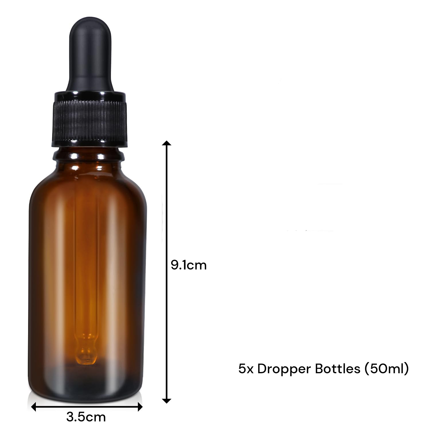 50ml (5 Pack) Amber Glass Dropper Bottle Liquid Essential Oils Bottle Bottles Leakproof Glass Tincture Bottles 5