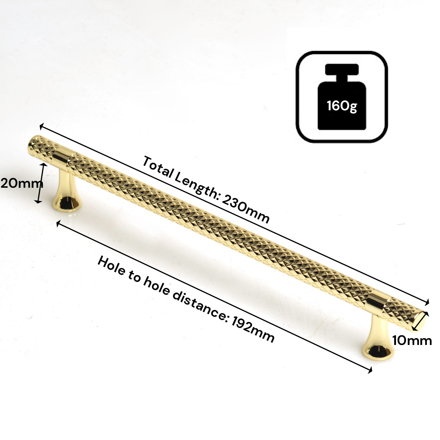 Gold Solid Zinc Kitchen Cabinet Handles Drawer Bar Handle Pull 192mm 4