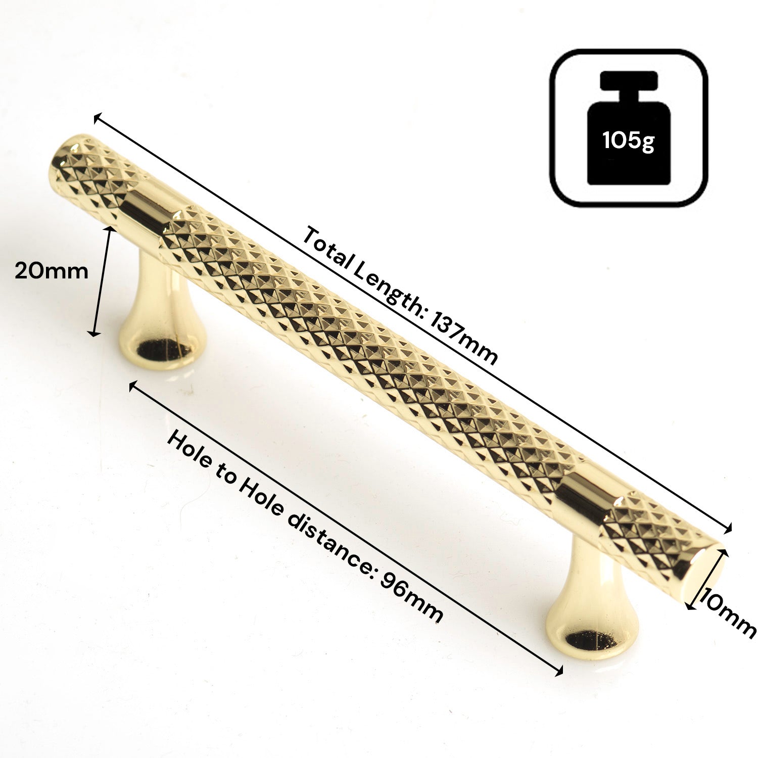 Gold Solid Zinc Kitchen Cabinet Handles Drawer Bar Handle Pull 96mm 4