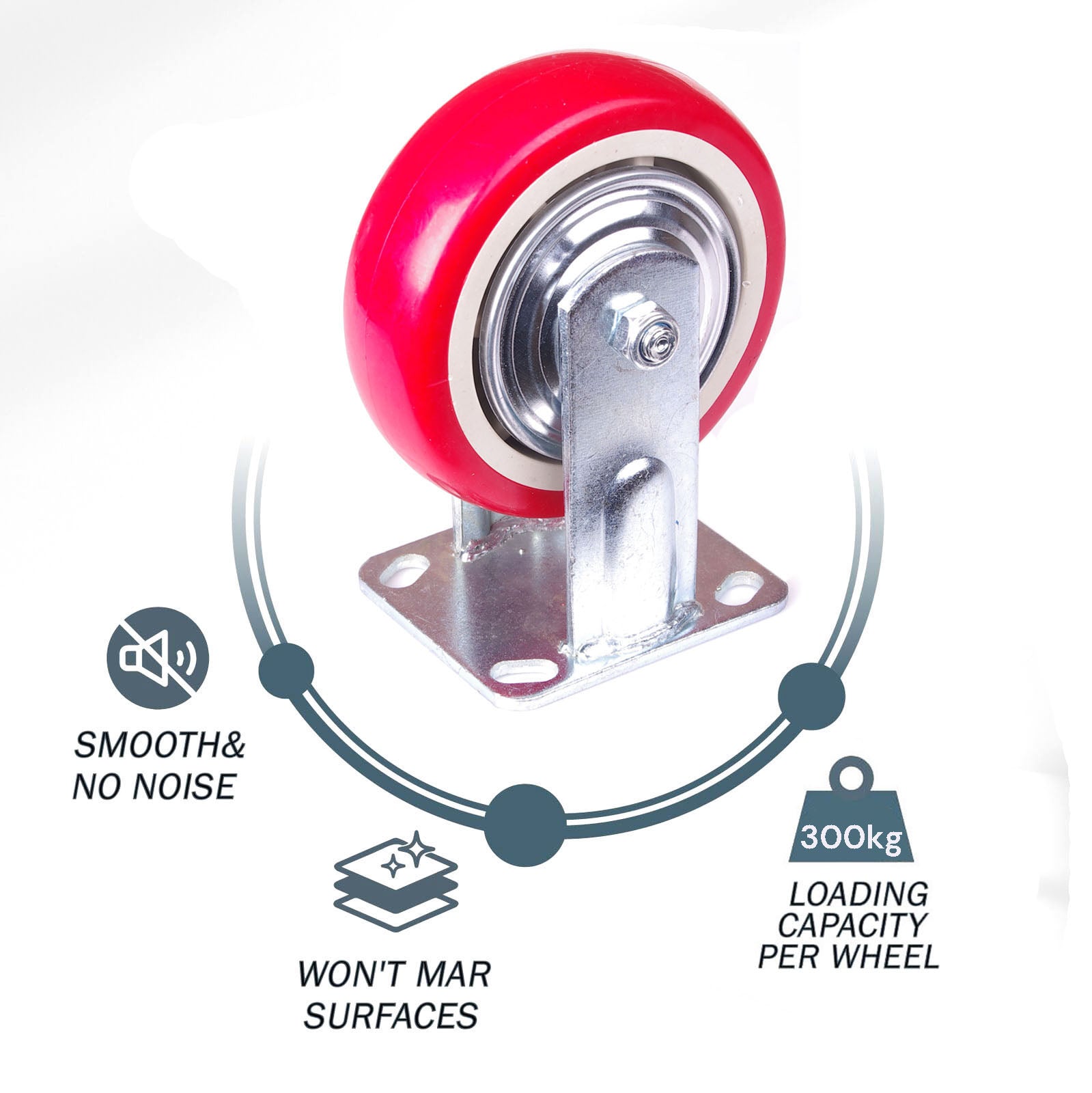 6 inch Industrial  Caster Wheels Fixed Casters Castor Wheels Cart Furniture Workbench 4