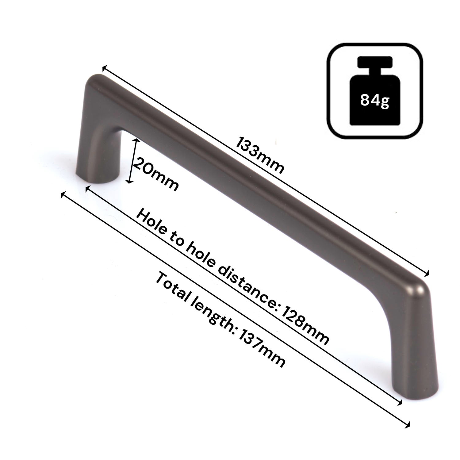 Black Zinc Kitchen Cabinet Handles Drawer Bar Handle Pull 128mm 4