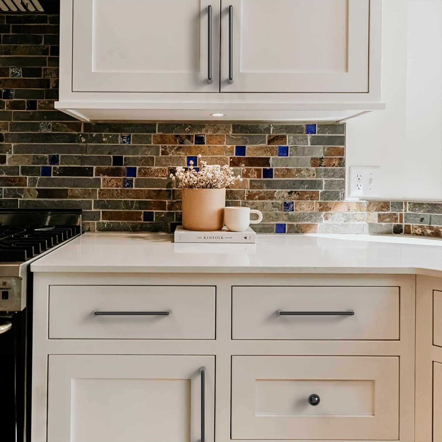 Black Zinc Kitchen Cabinet Handles Drawer Bar Handle Pull 320mm 6