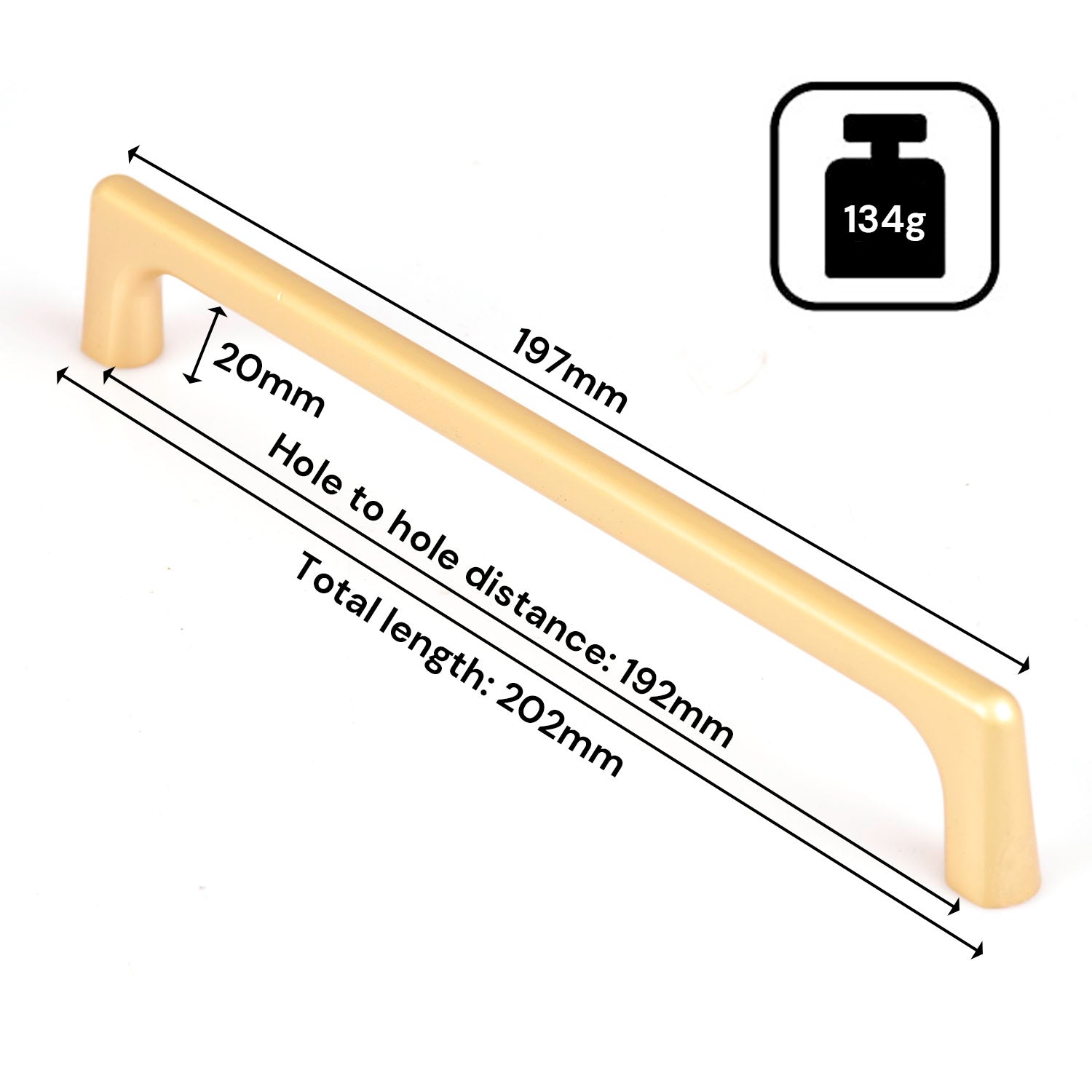 Gold Zinc Kitchen Cabinet Handles Drawer Bar Handle Pull 192mm 4