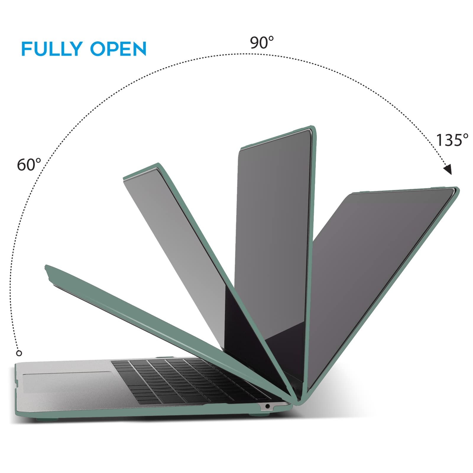 Suitable for  MacBook Air 13 Inch Case 2022 2021 2020 2019 2018, A1932, A2179, A2337 Shell Case Keyboard Cover Dark Green 6