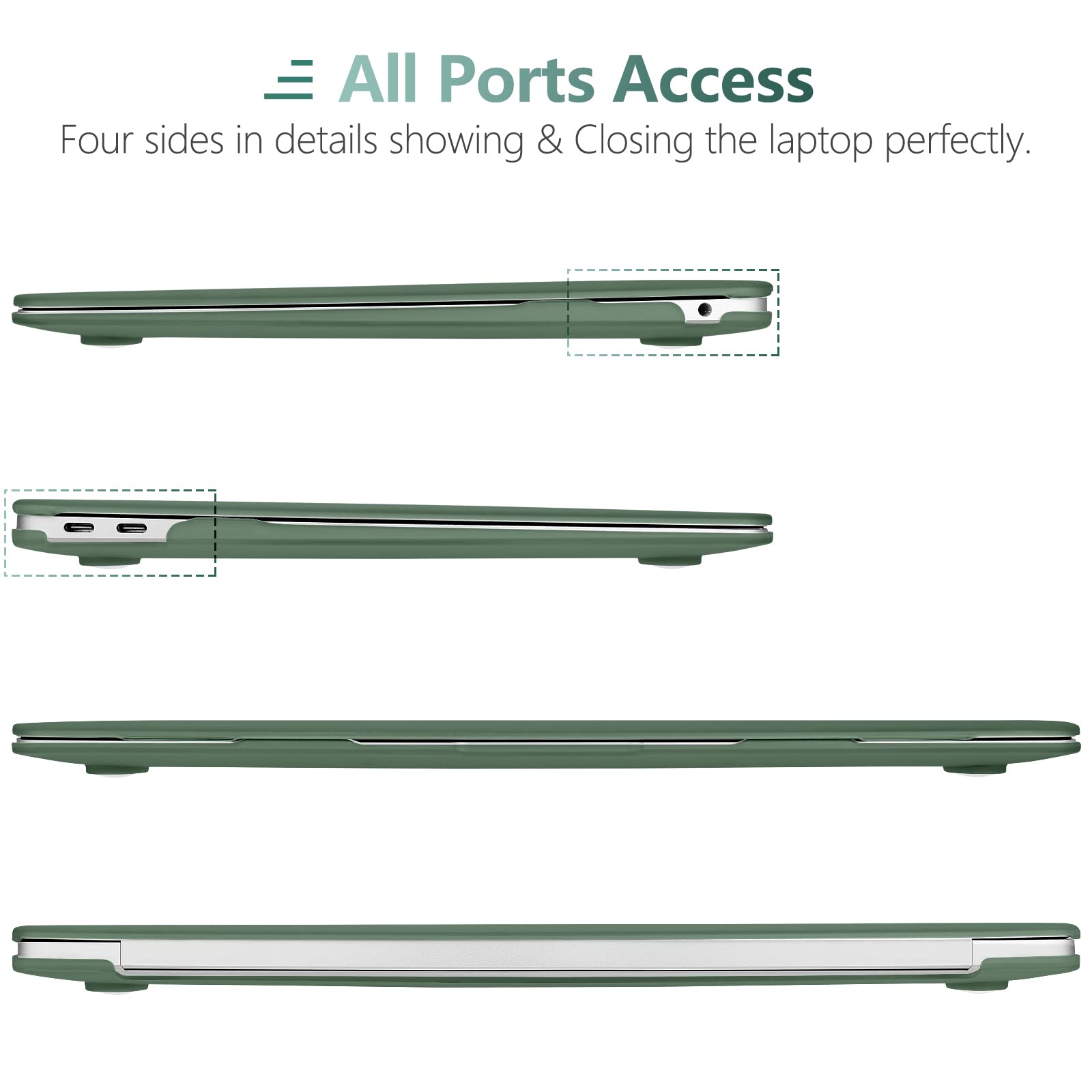 Suitable for  MacBook Air 13 Inch Case 2022 2021 2020 2019 2018, A1932, A2179, A2337 Shell Case Keyboard Cover Dark Green 8