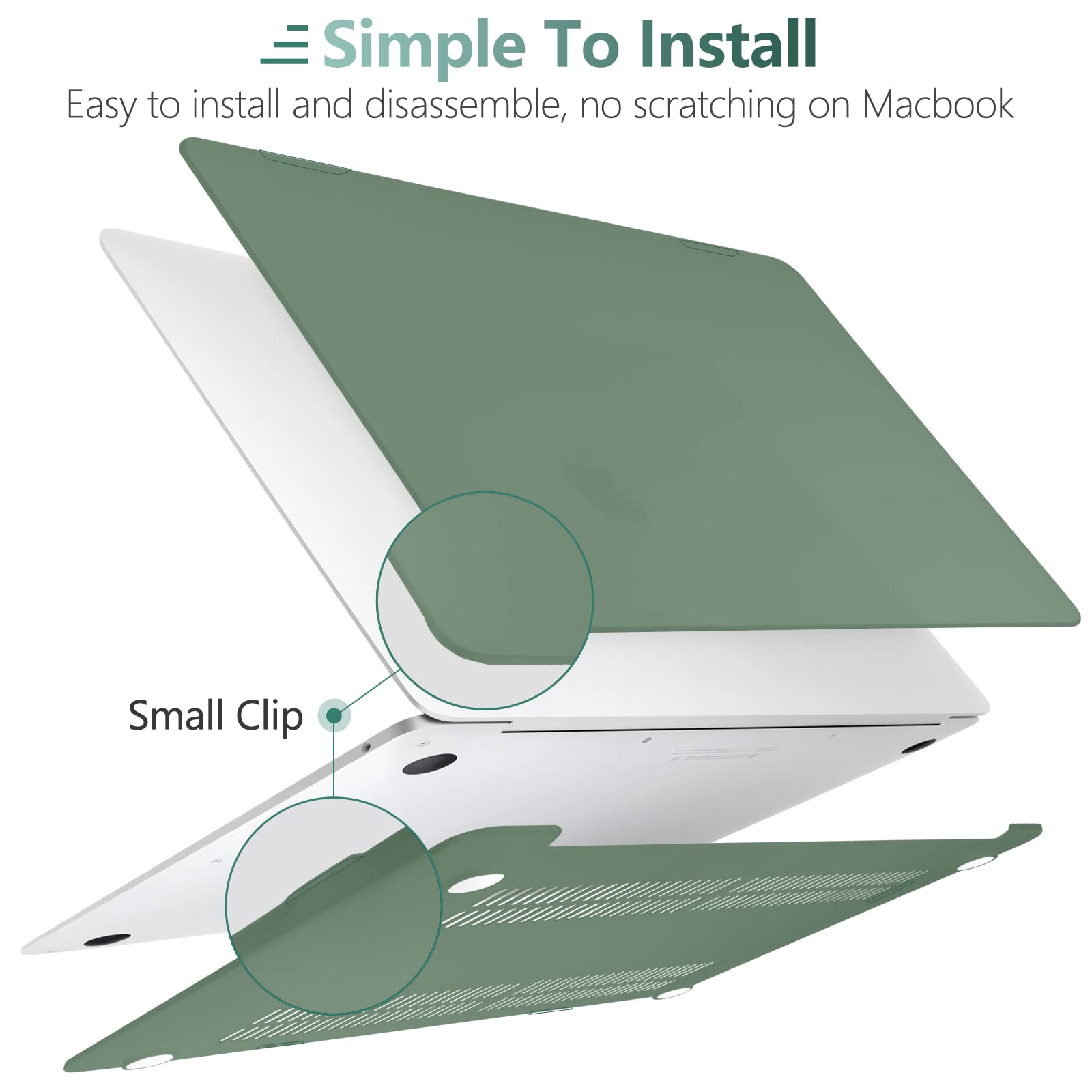 Suitable for  MacBook Air 13 Inch Case 2022 2021 2020 2019 2018, A1932, A2179, A2337 Shell Case Keyboard Cover Dark Green 9