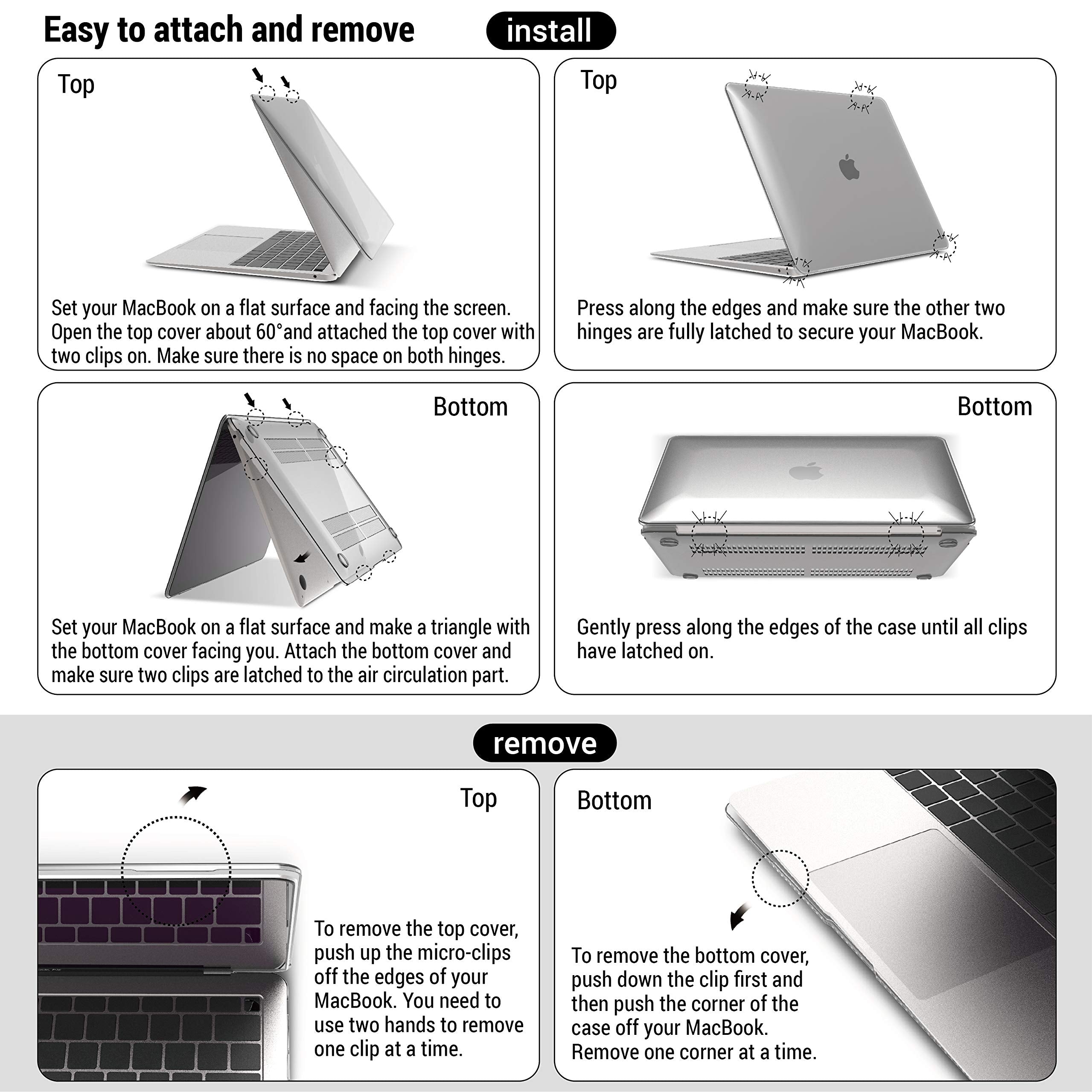 Suitable for  MacBook Air 13 Inch Case 2022 2021 2020 2019 2018, A1932, A2179, A2337 Shell Case Keyboard Cover Grey 9