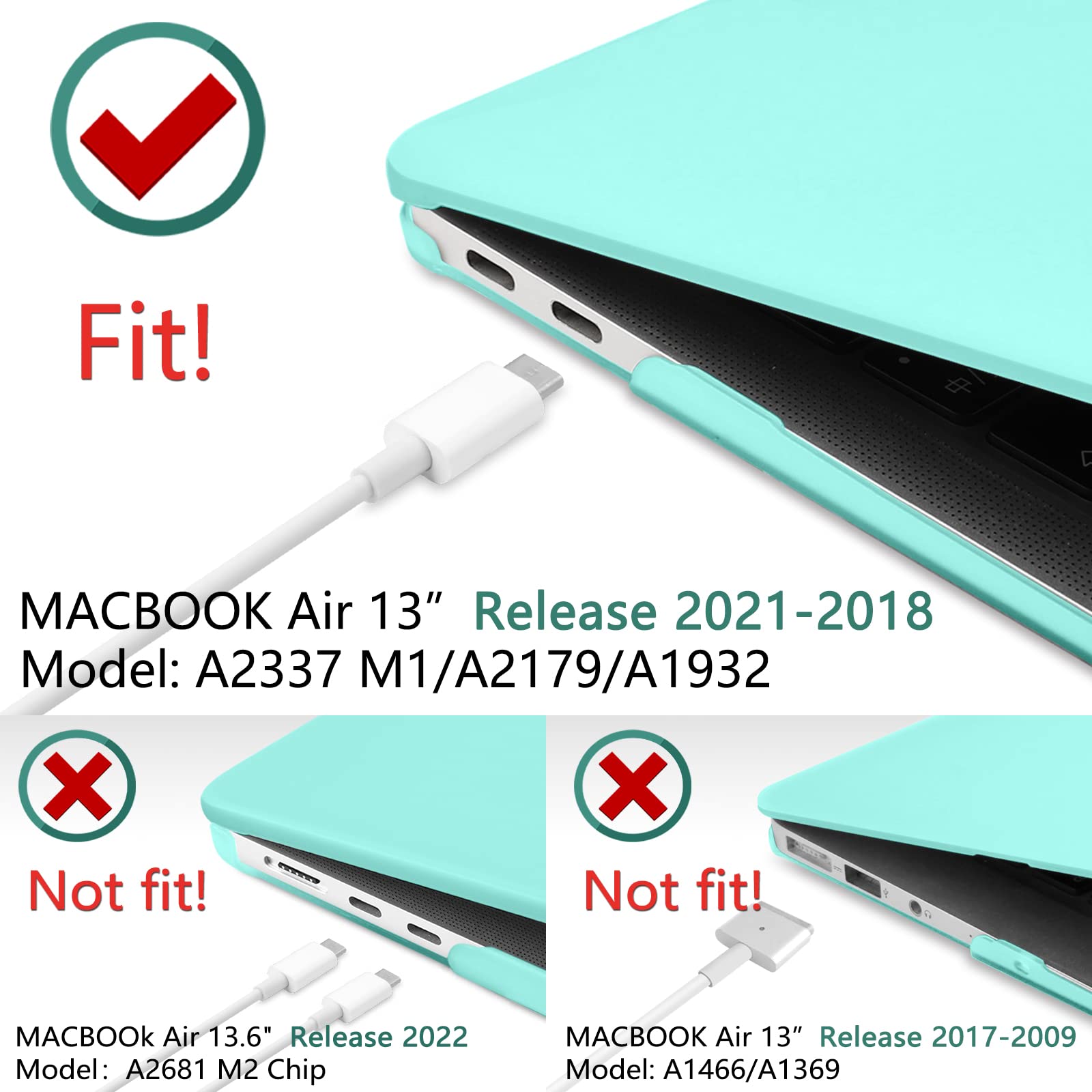 MacBook Air 13 Inch Case 2020 2019 2018, A1932, A2179, A2337 Shell Case Keyboard Cover tiffany blue 3