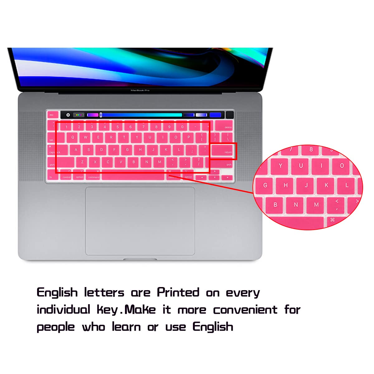 Keyboard Cover Skin For MacBook Pro 13 Pro 16 A2338 A2289 A2251 A2141 M1 M2 2020 to 2023 Hot Pink 5