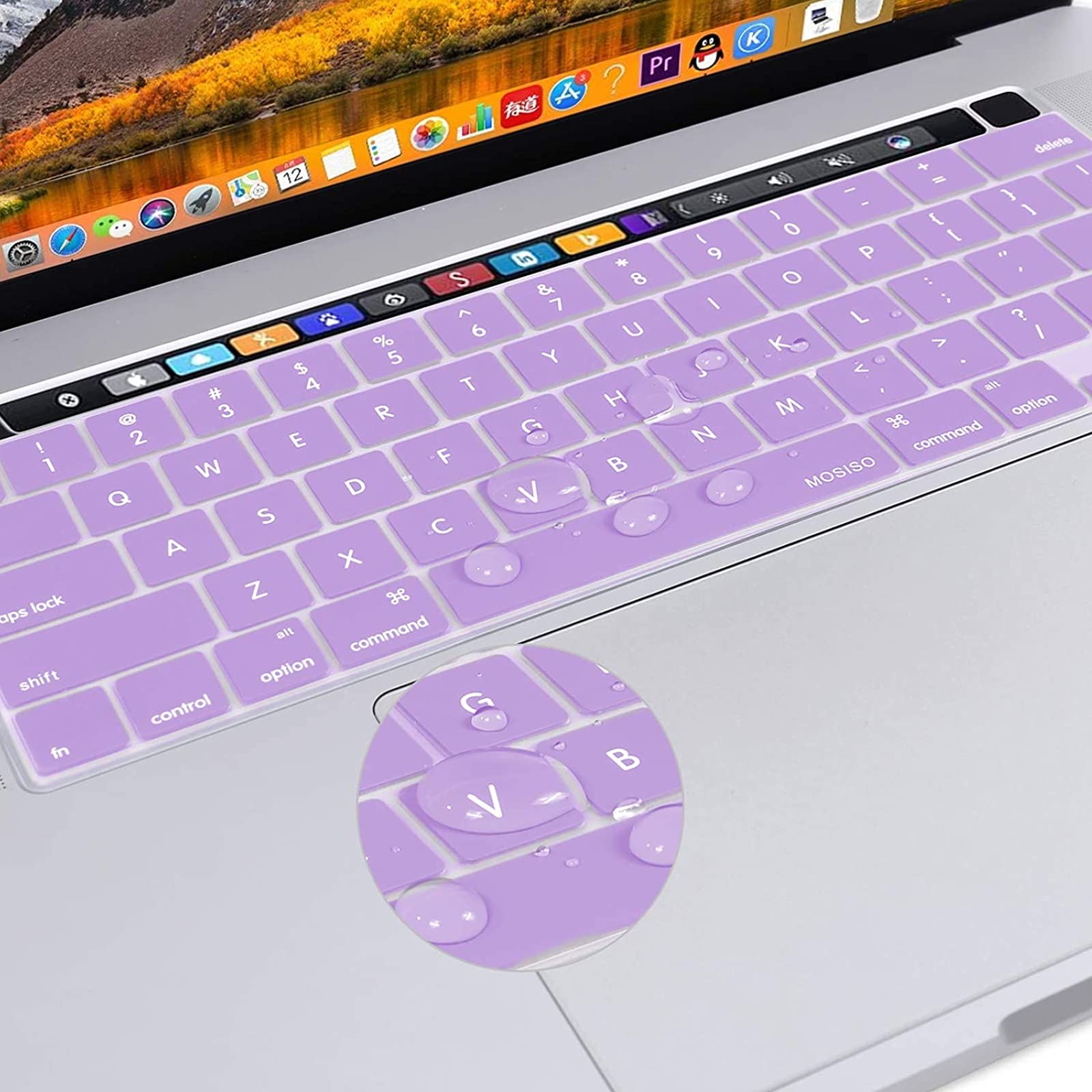 Keyboard Cover Skin For MacBook Pro 13 Pro 16 A2338 A2289 A2251 A2141 M1 M2 2020 to 2023 purple 3