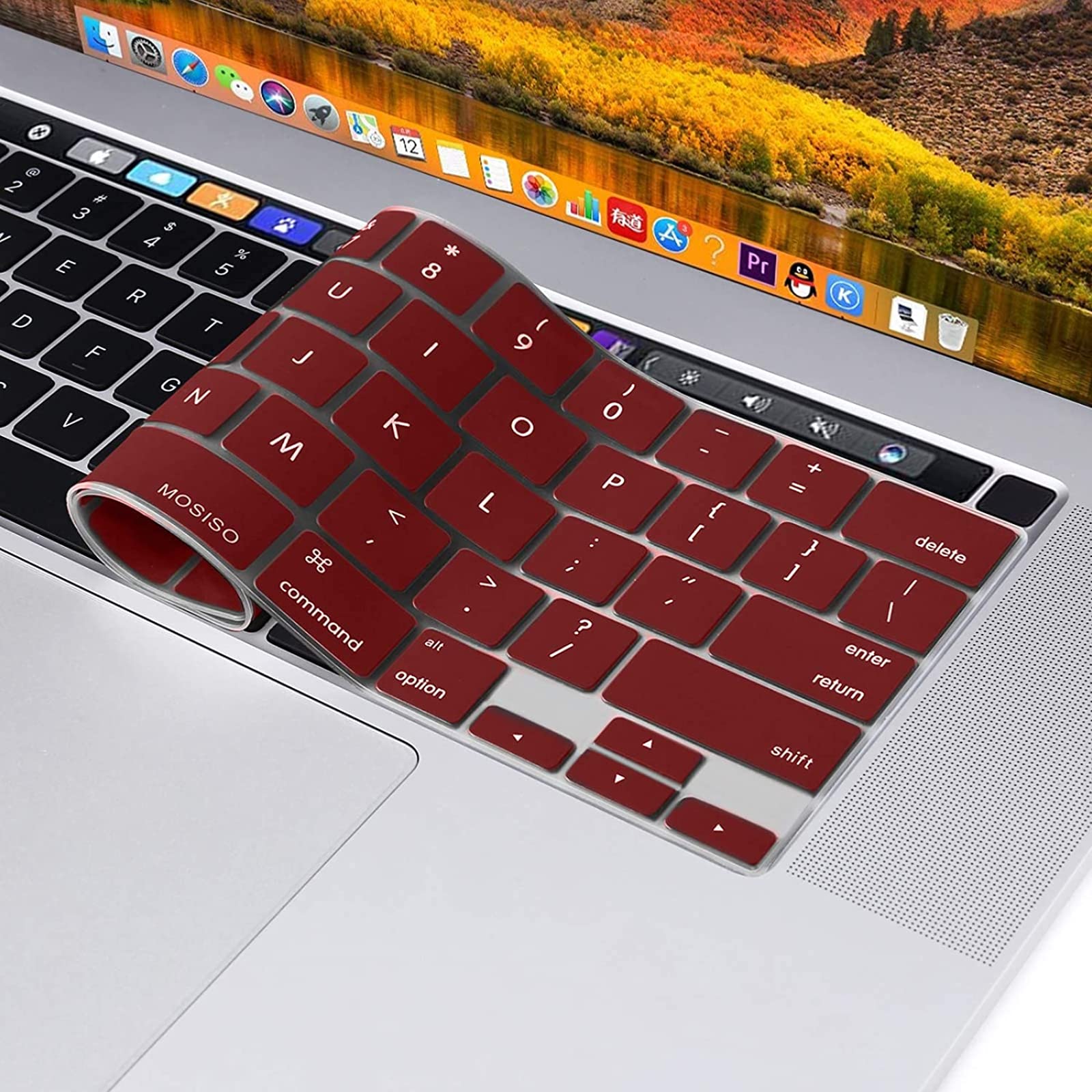 Keyboard Cover Skin For MacBook Pro 13 Pro 16 A2338 A2289 A2251 A2141 M1 M2 2020 to 2023 Wine Red 4
