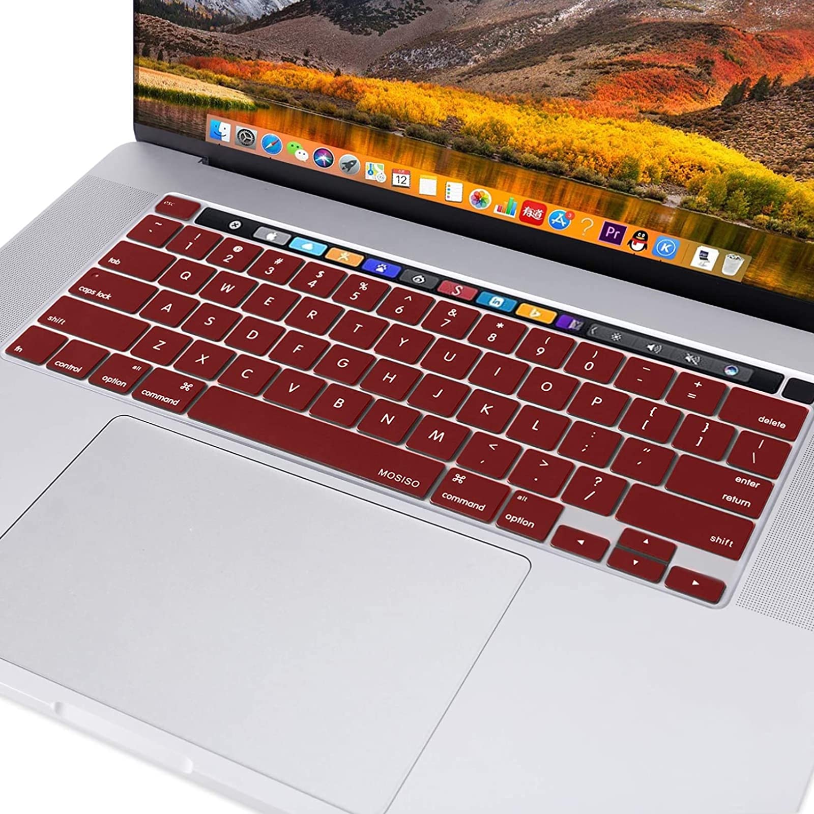 Keyboard Cover Skin For MacBook Pro 13 Pro 16 A2338 A2289 A2251 A2141 M1 M2 2020 to 2023 Wine Red 6