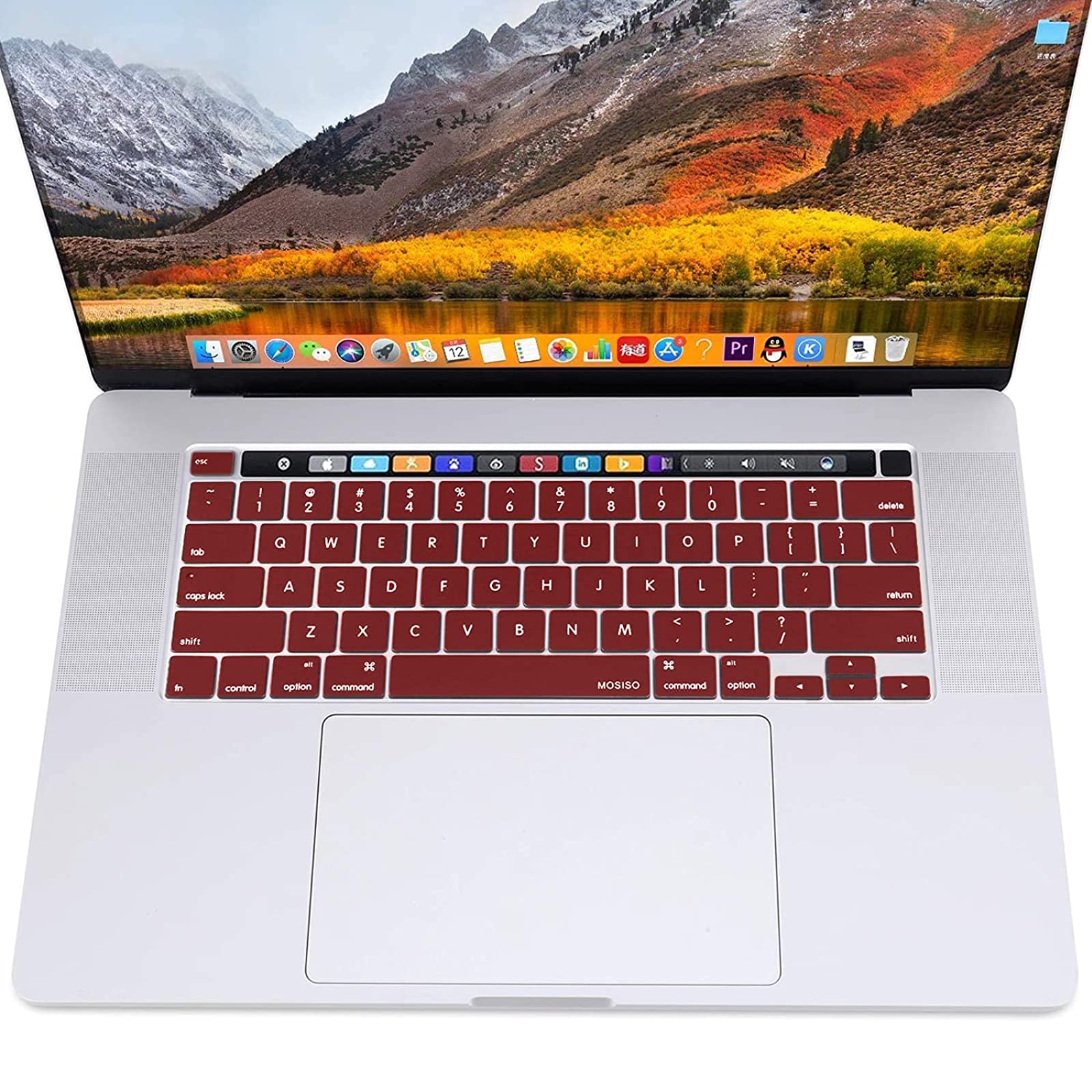 Keyboard Cover Skin For MacBook Pro 13 Pro 16 A2338 A2289 A2251 A2141 M1 M2 2020 to 2023 Wine Red 7