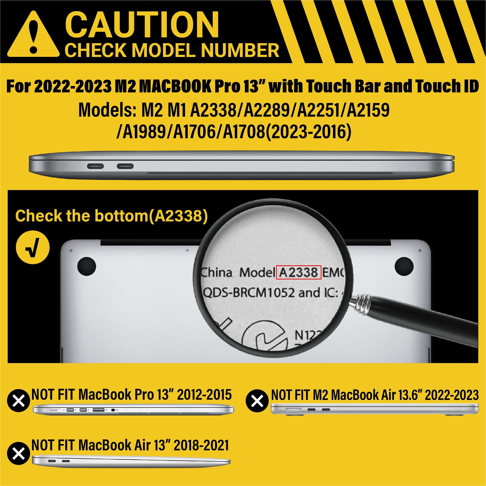 MacBook Pro 13 Inch Case 2016-2023 M1 M2 A2338 A2289 A2251 A2159 Hard Shell Case Keyboard Cover White 3