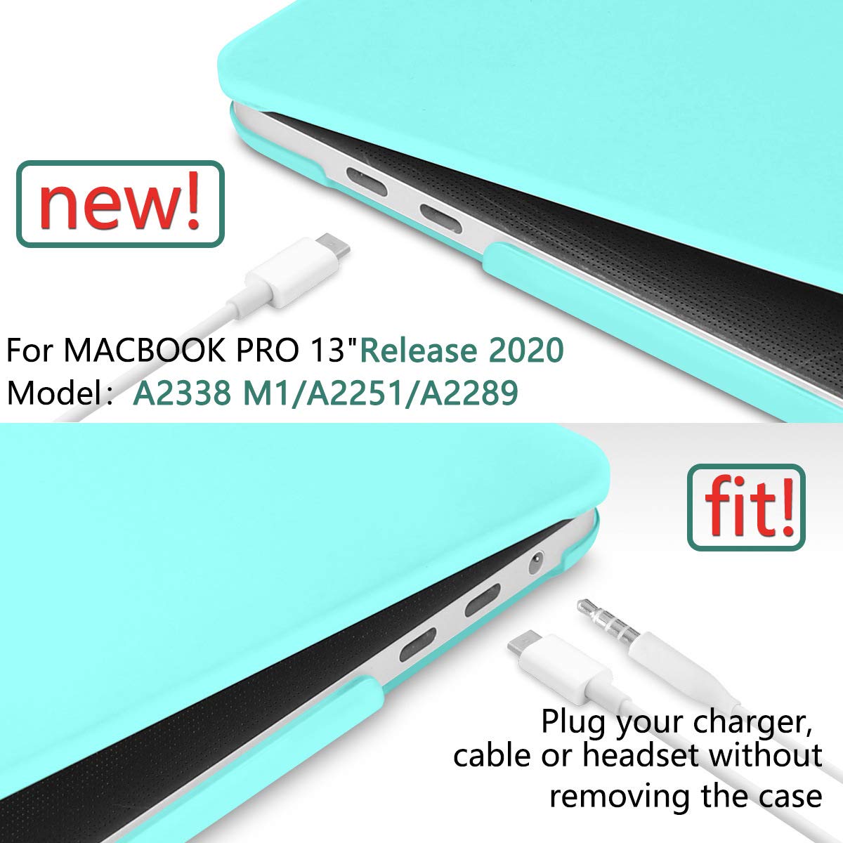 Turquoise MacBook Pro 13 Inch Case 2016-2023 M1 M2 A2338 A2289 A2251 A2159 Hard Shell Case Keyboard Cover 4