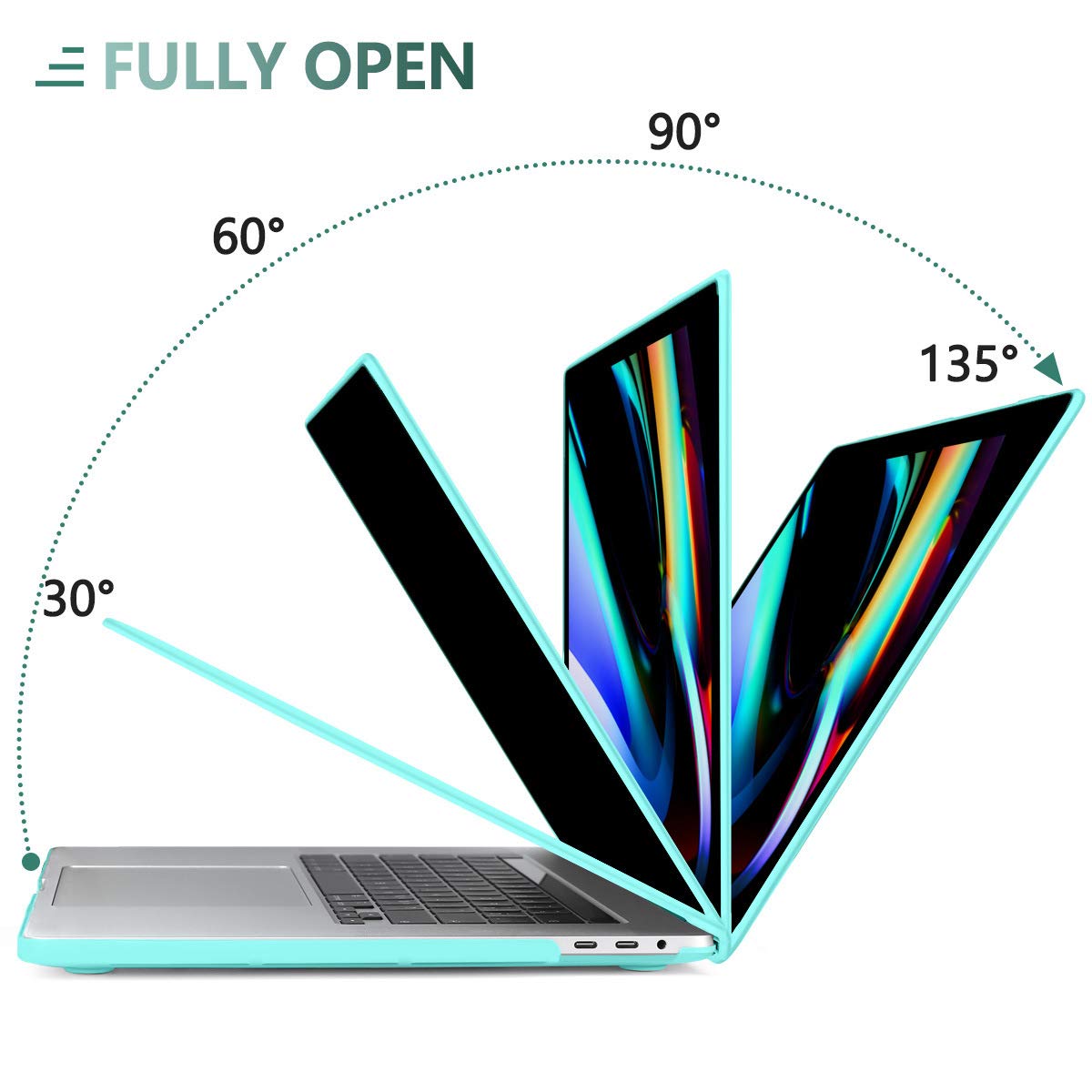 Turquoise MacBook Pro 13 Inch Case 2016-2023 M1 M2 A2338 A2289 A2251 A2159 Hard Shell Case Keyboard Cover 7