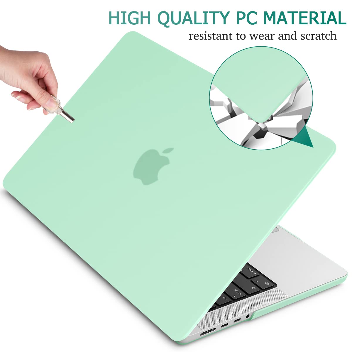 Suitable for  MacBook Pro 14 Max Inch Case 2023 2022 2021 M2 A2779 M1 A2442 Hardshell Case Keyboard Cover Green 5