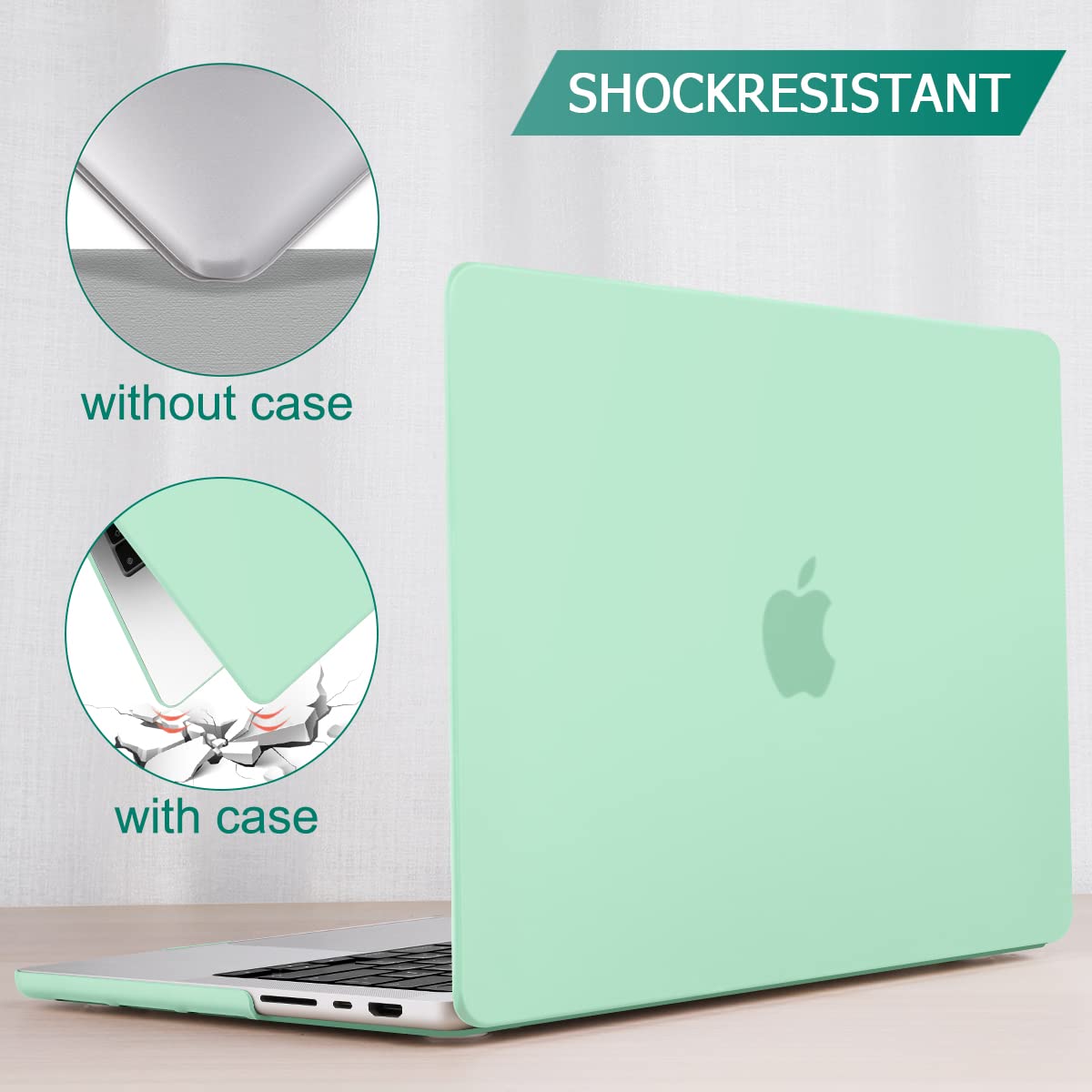 Suitable for  MacBook Pro 14 Max Inch Case 2023 2022 2021 M2 A2779 M1 A2442 Hardshell Case Keyboard Cover Green 7